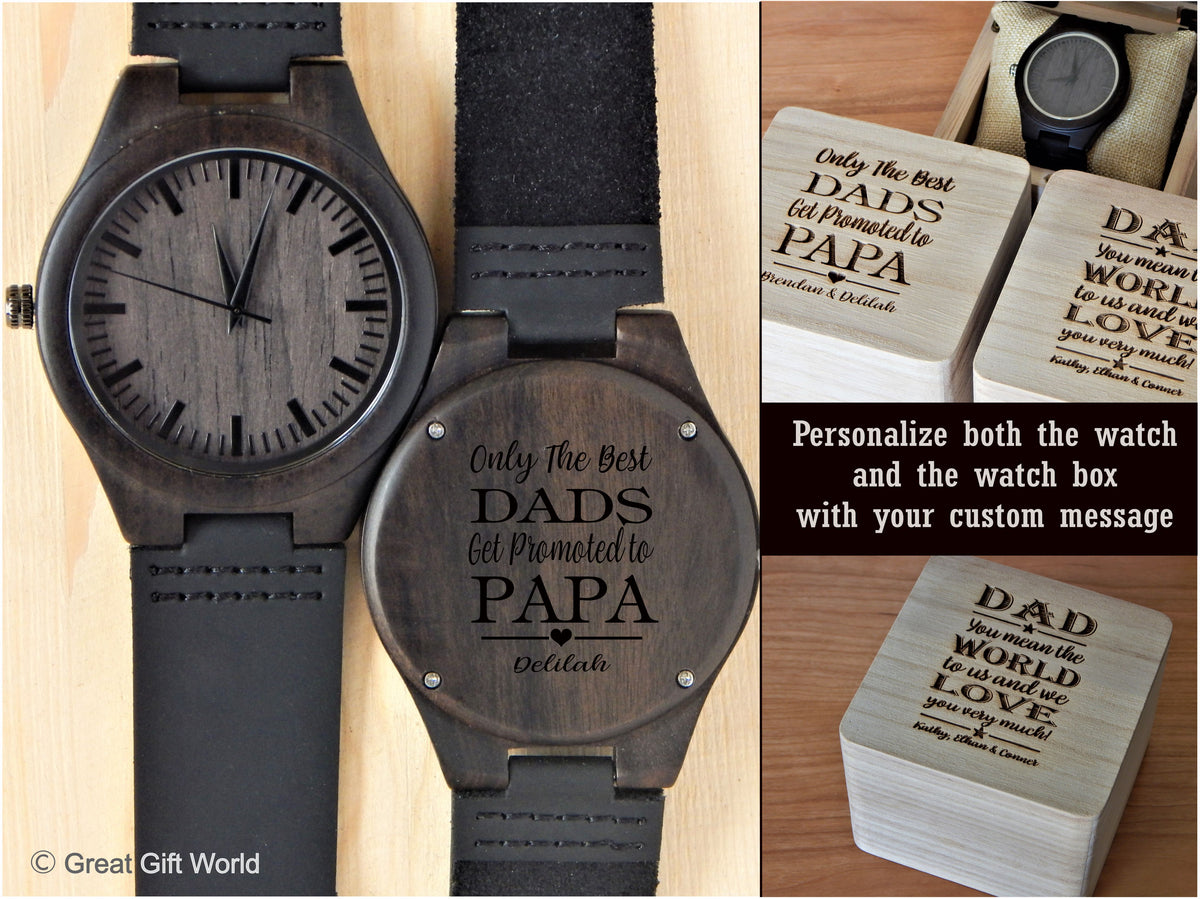 Grandpa Father&#39;s Day Gift | Personalized Wood Watch for New Grandfather