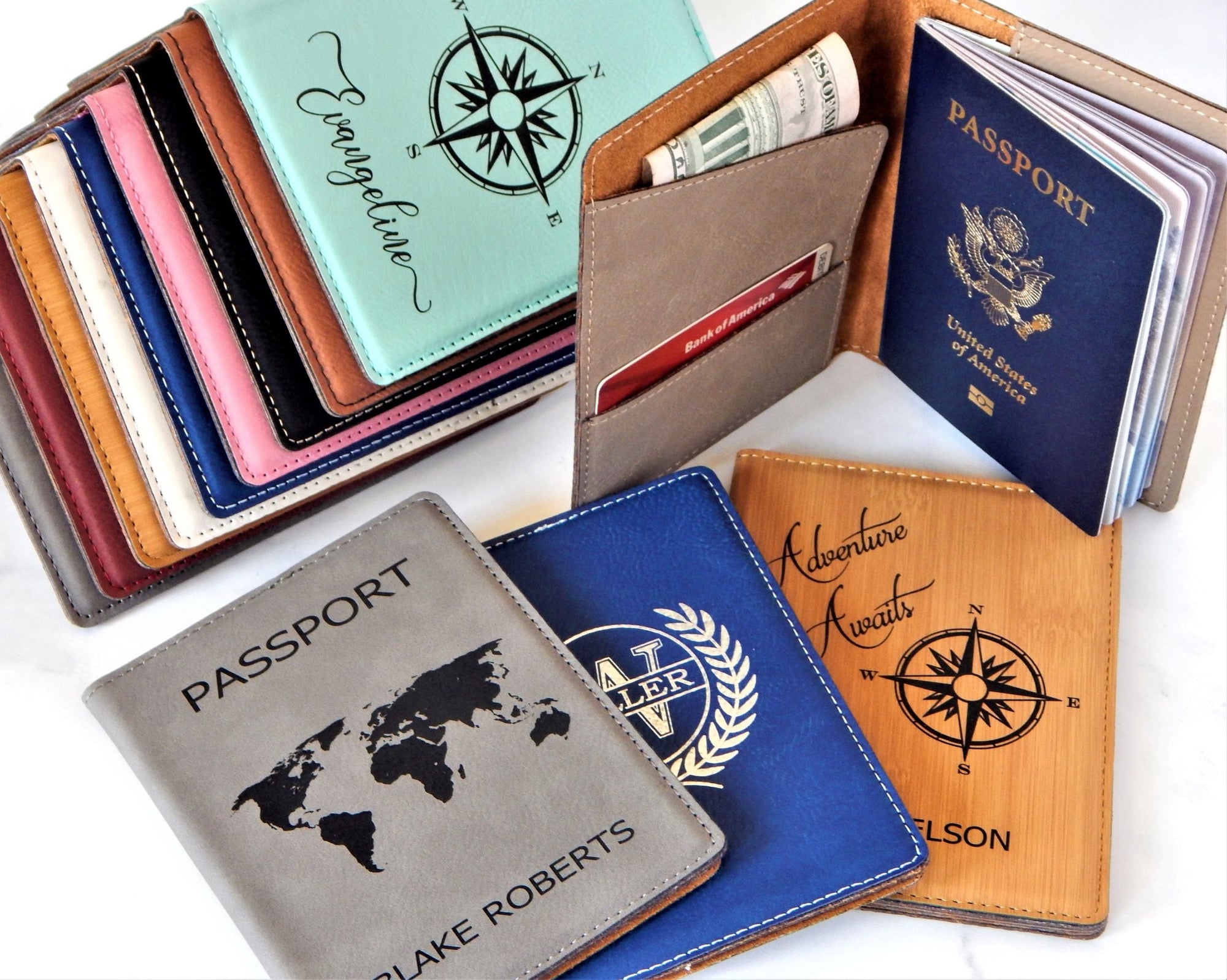 Leather Passport Holder | Graduation Gift | Personalized Passport Sleeve