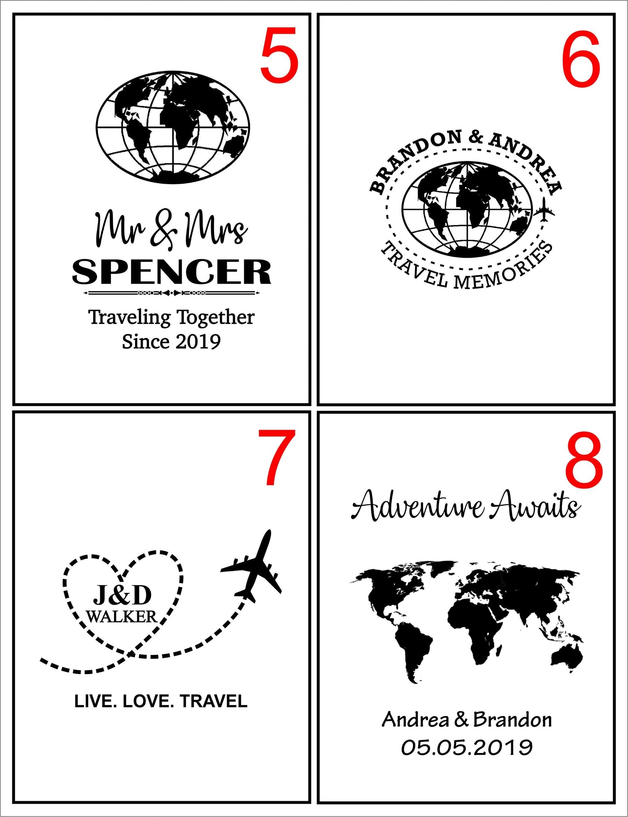 Mr. and Mrs. Personalized Passport Covers and Luggage Tags