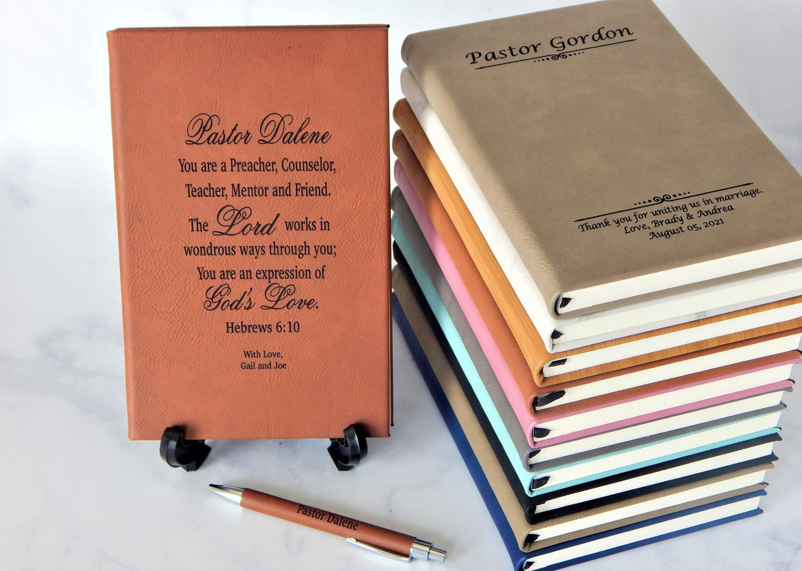 Personalized Notebook Pastor Appreciation Gift: Custom Leather Journal