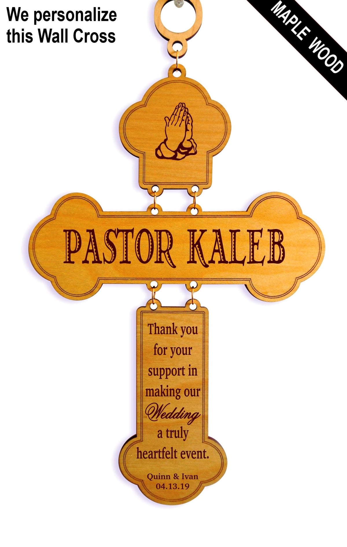 Wedding Officiant Gift | Gifts for Pastor | Personalized Wall Wood Cross DWO027