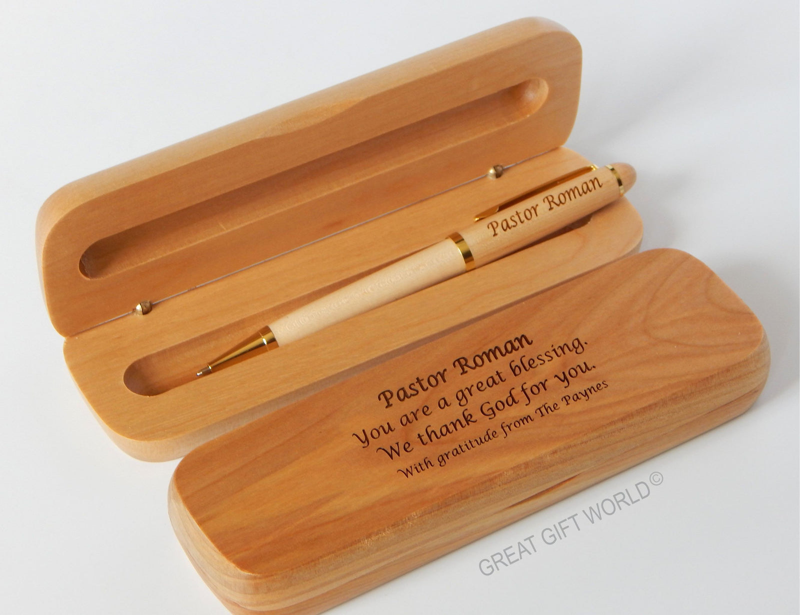 Engraved Wooden Pen Gift for Pastor or Priest Appreciation