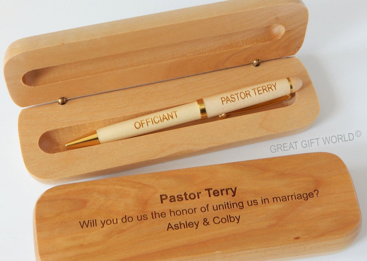 Wedding Officiant Proposal Gift | Personalized Wood Pen