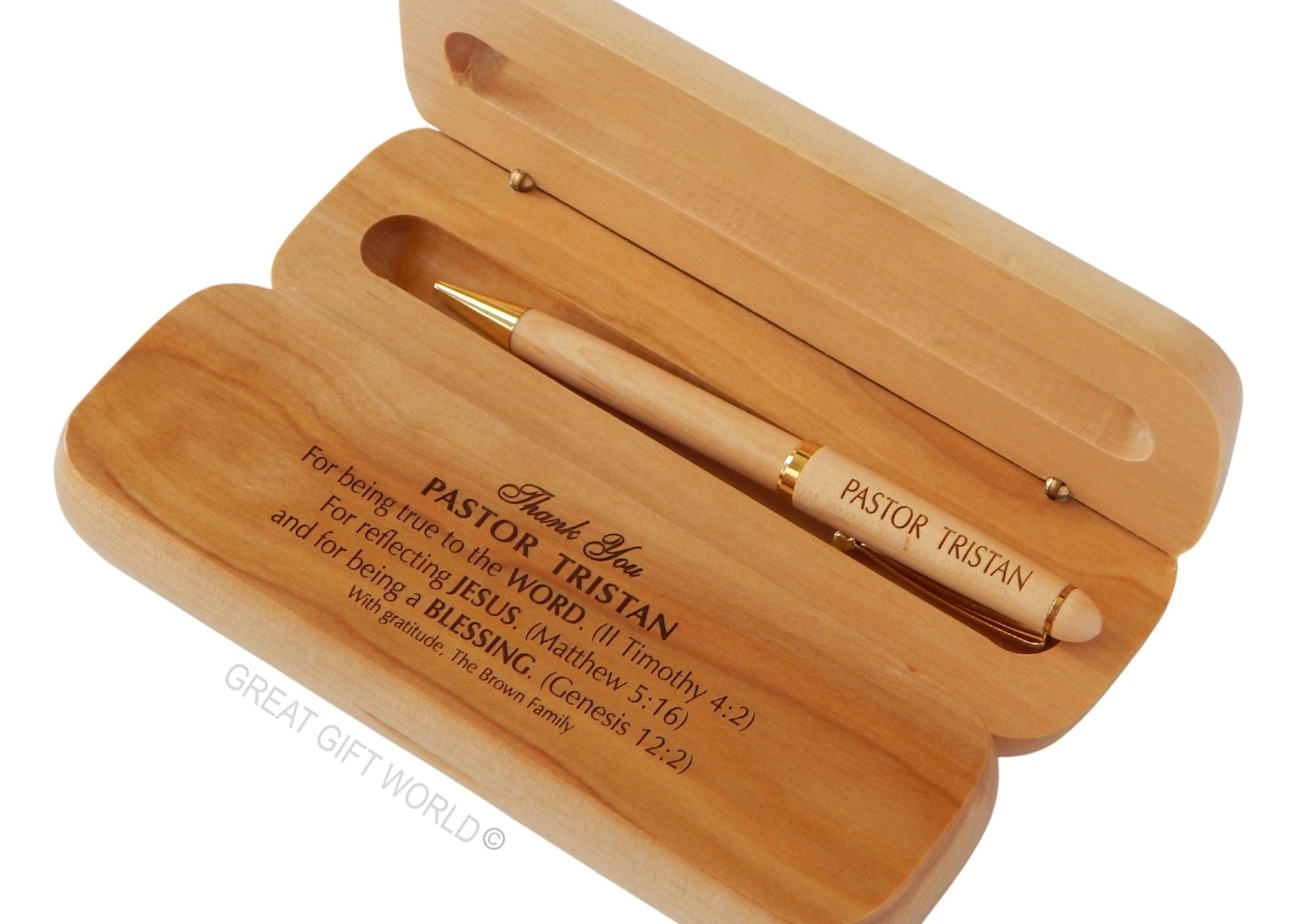 Personalized Wooden Pen Gift for Pastor or Priest