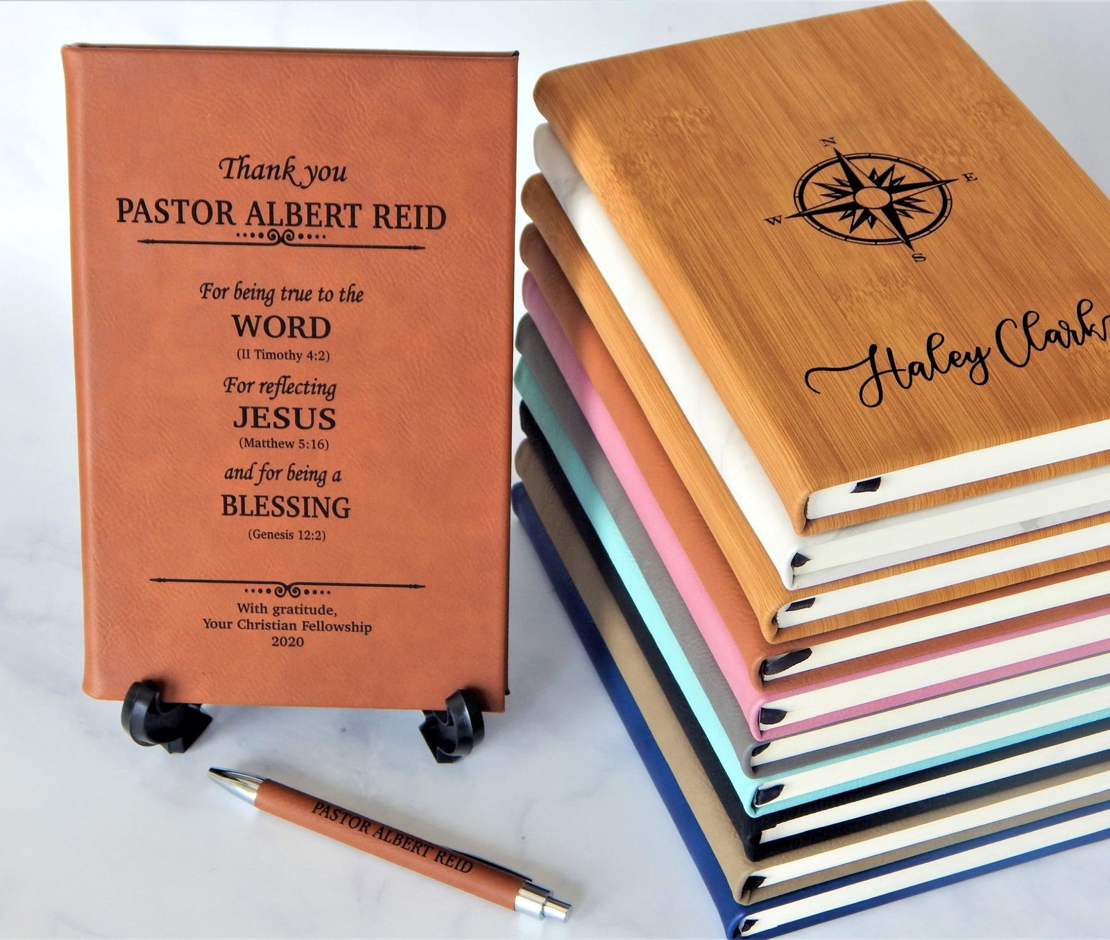 Personalized Wedding Officiant Journal & Pen Set | Engraved Leatherette Keepsake LJ03