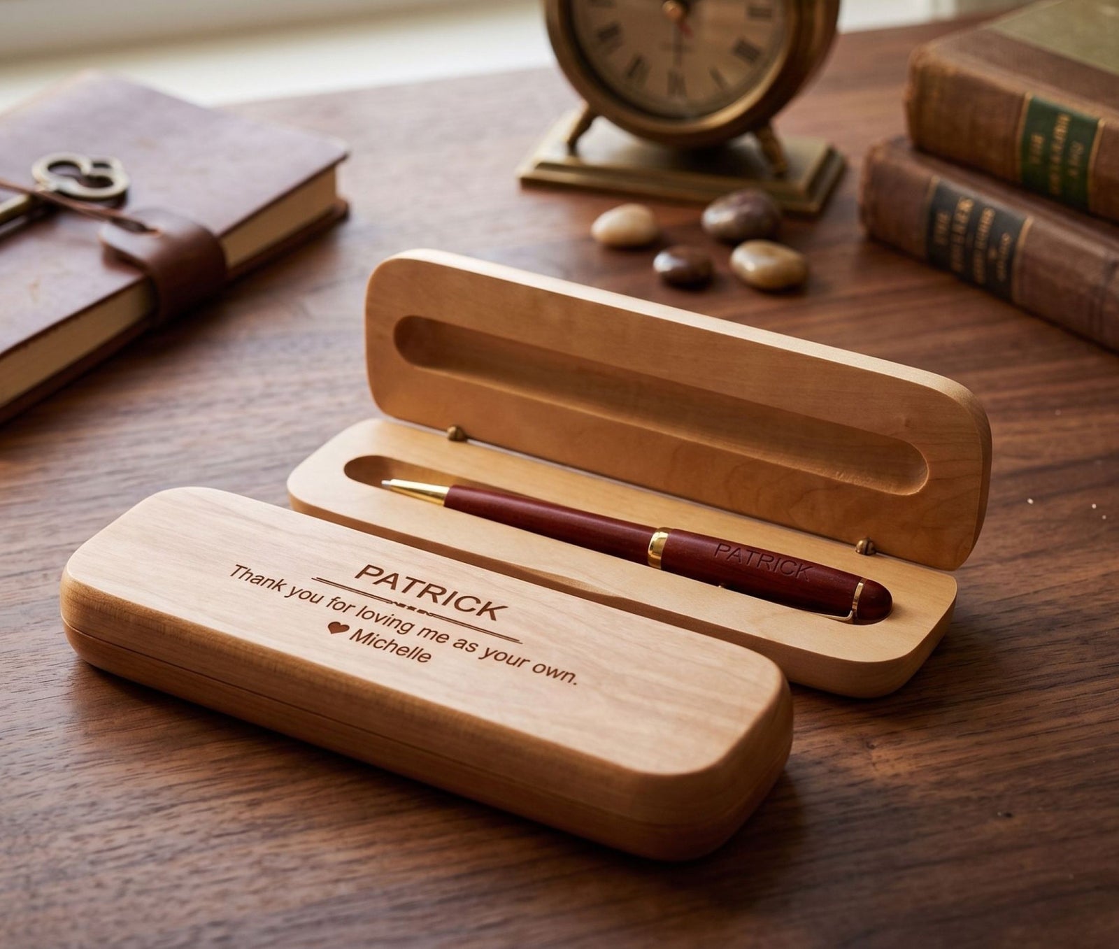 Engraved Stepdad Gift | Personalized Wood Pen and Case WMPEN116