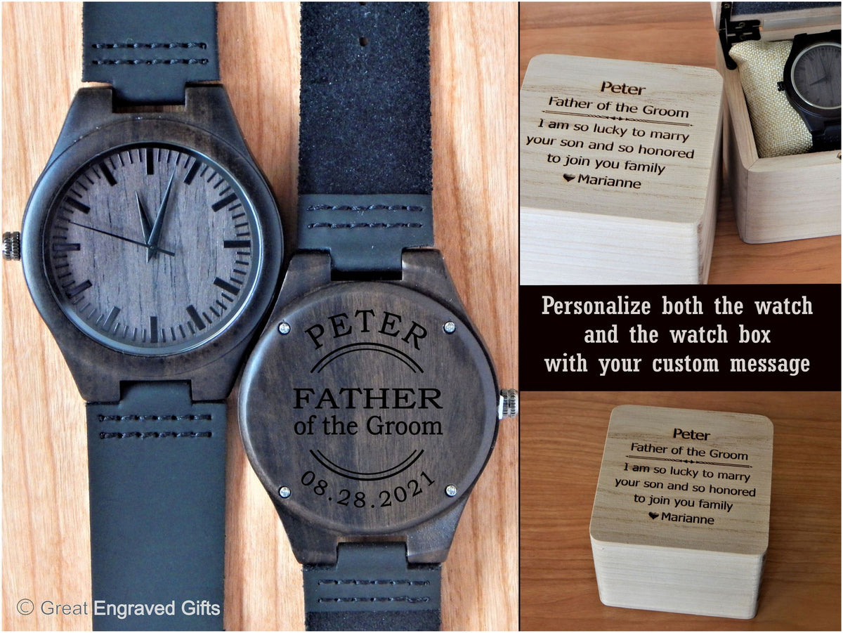 Father of the Groom Gift from Bride | Personalized Wood Watch | Wedding Gift