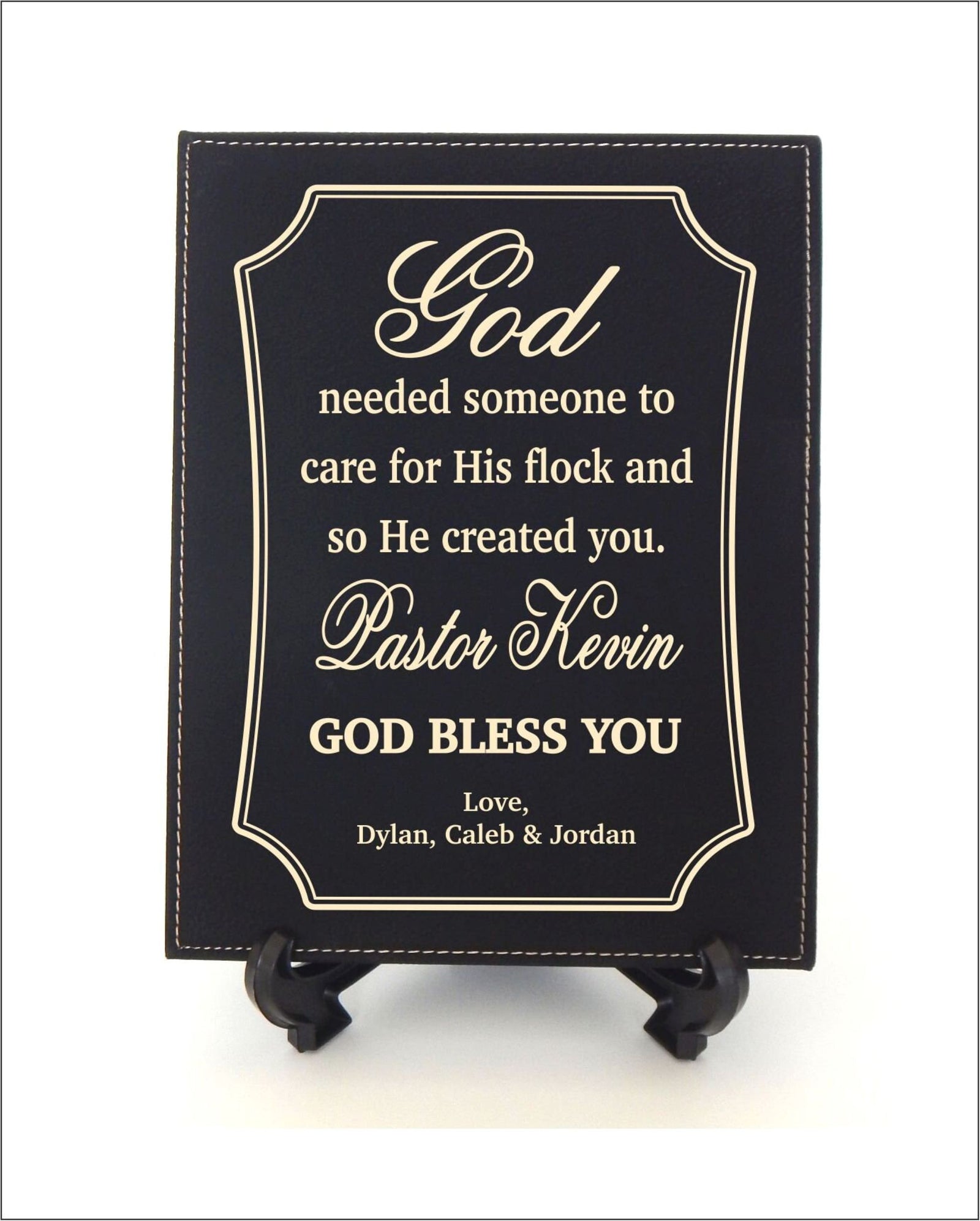 Engraved Pastor Leatherette Plaque: Personalized Priest Sign