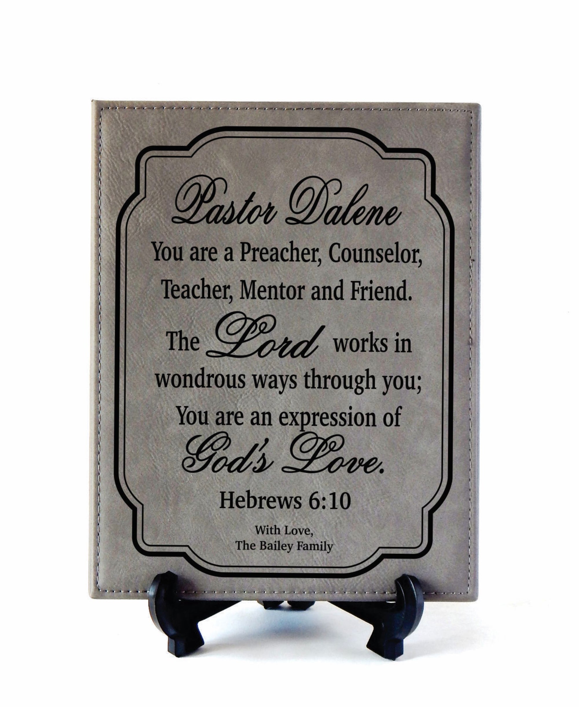 Personalized Gift for Pastor | Priest Engraved Leather Plaque