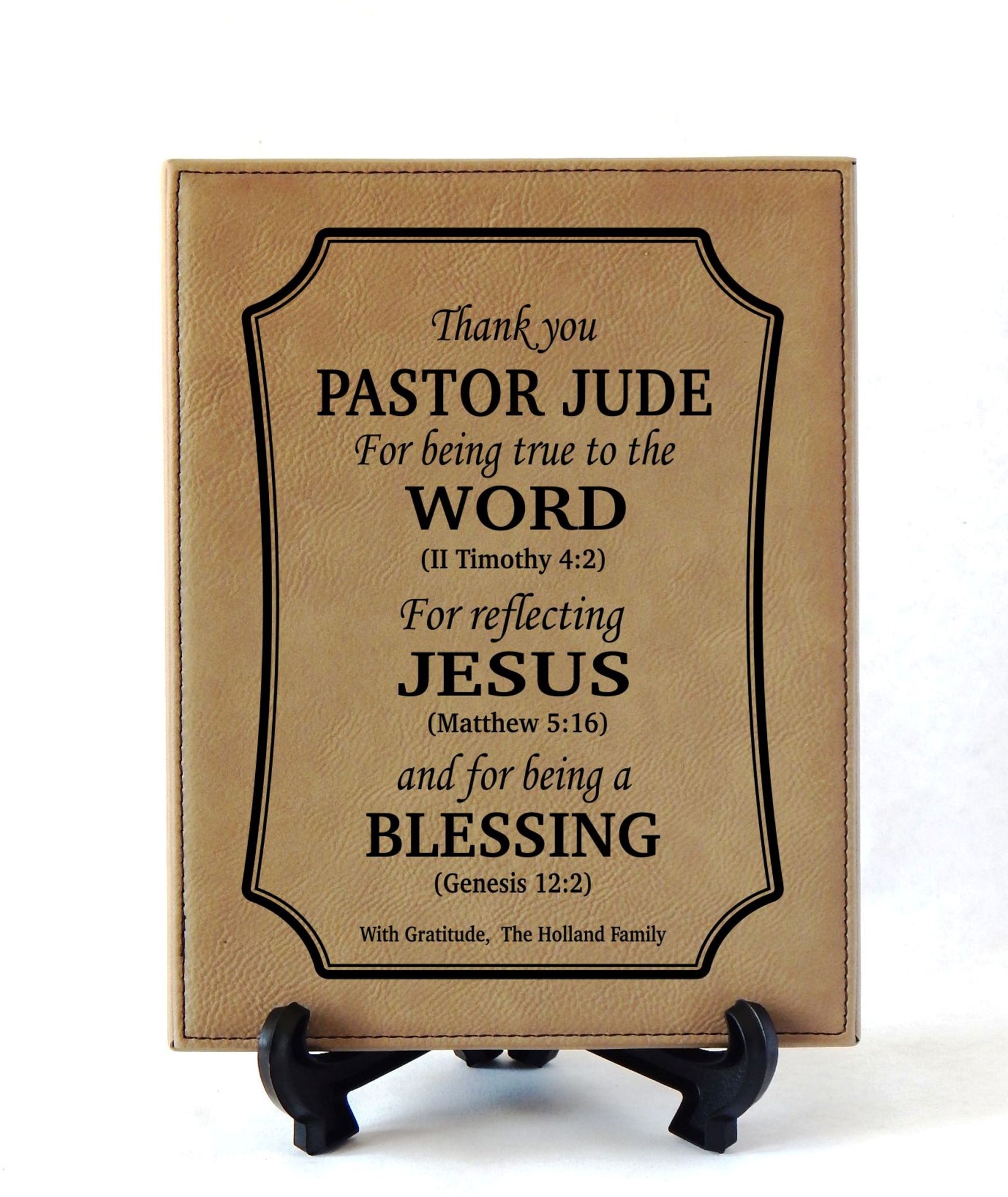 Engraved Plaque Pastor Appreciation Gift: Personalized Priest Religious Sign