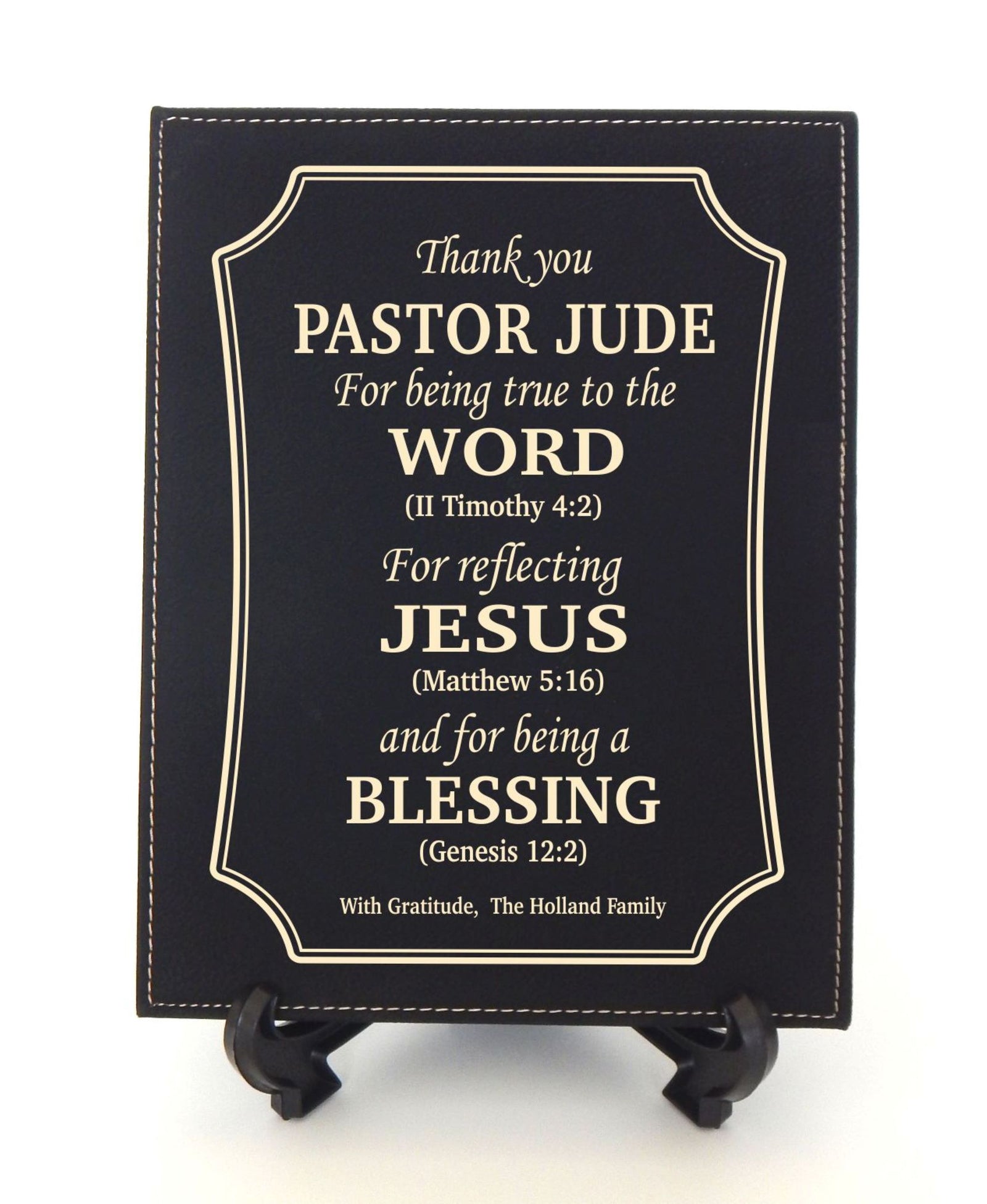 Engraved Plaque Pastor Appreciation Gift: Personalized Priest Religious Sign