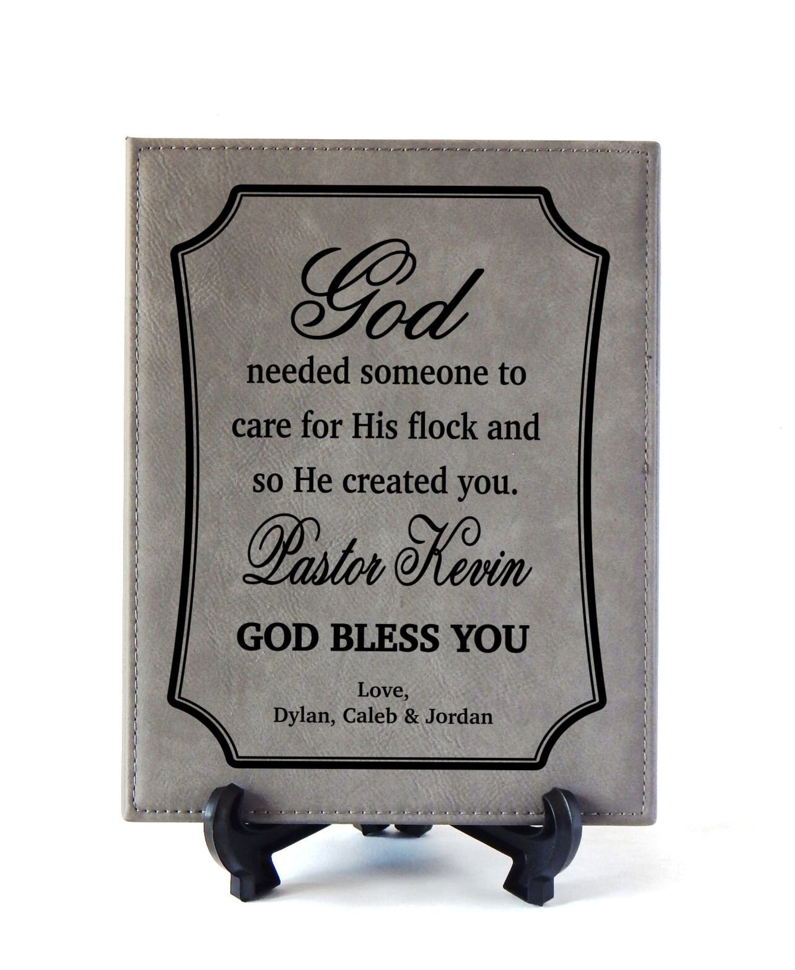 Engraved Pastor Leatherette Plaque: Personalized Priest Sign
