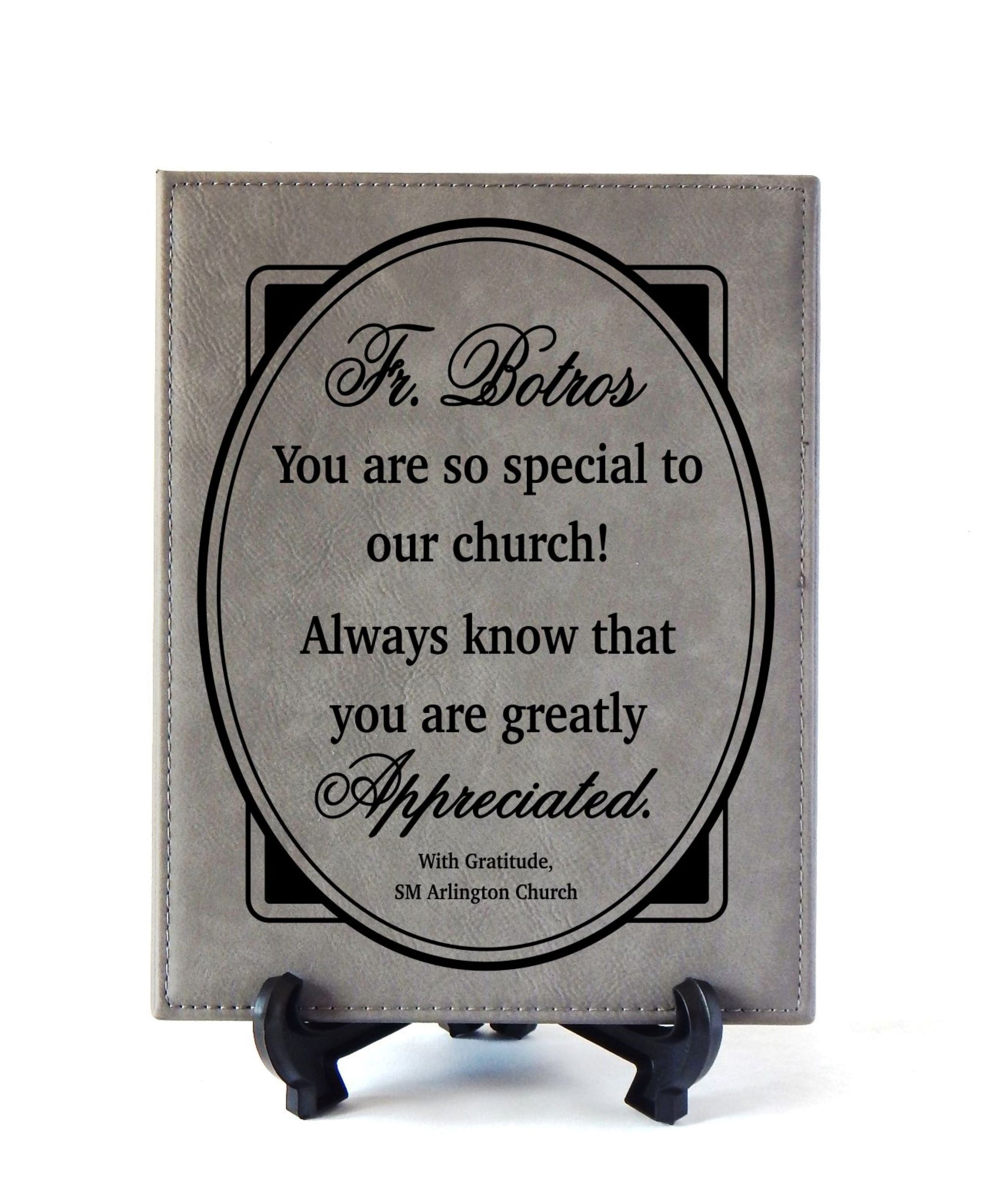 Catholic Priest Christmas Gift | Personalized Engraved Leather Plaque