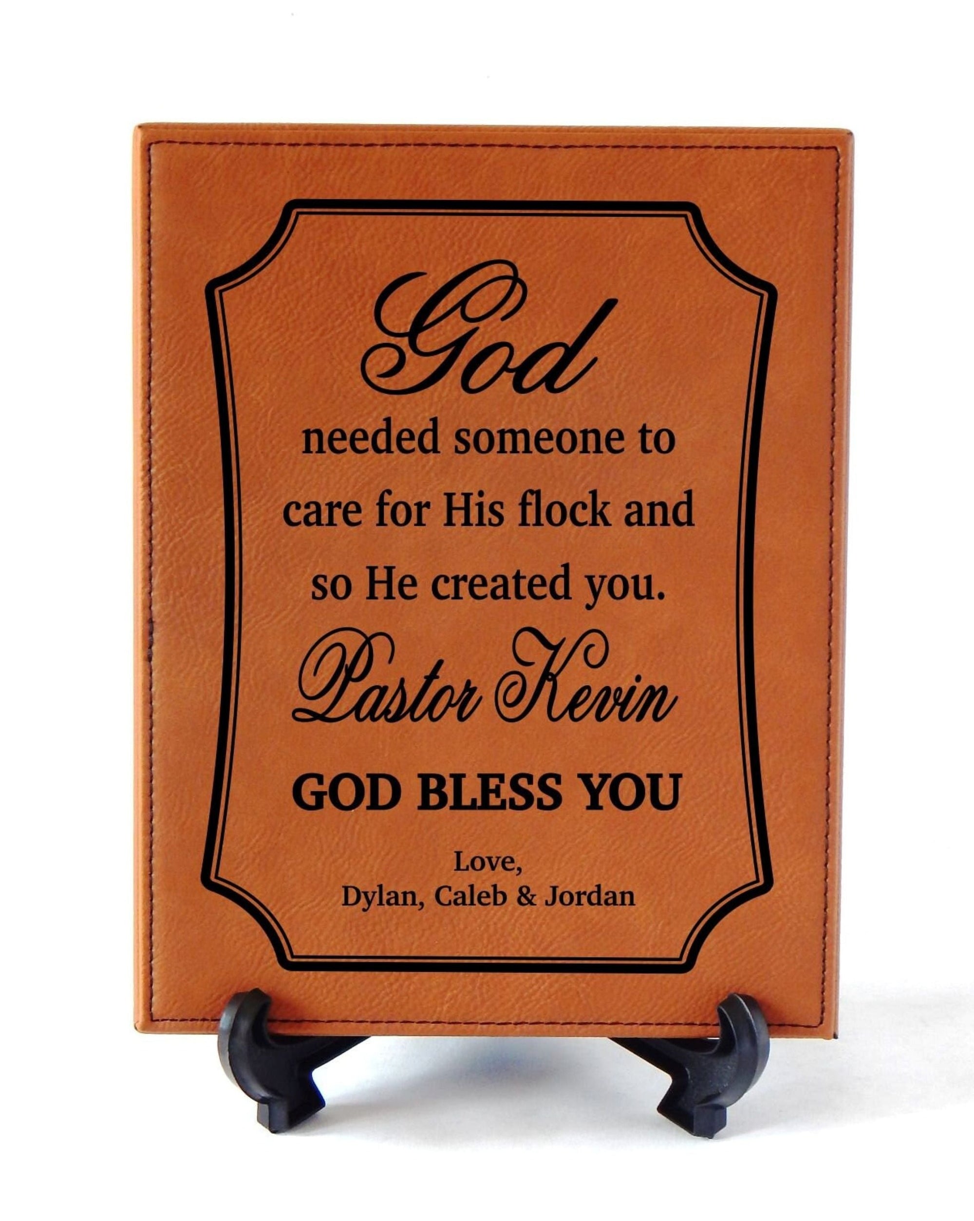 Personalized Gift for Pastor | Priest Engraved Leatherette Plaque