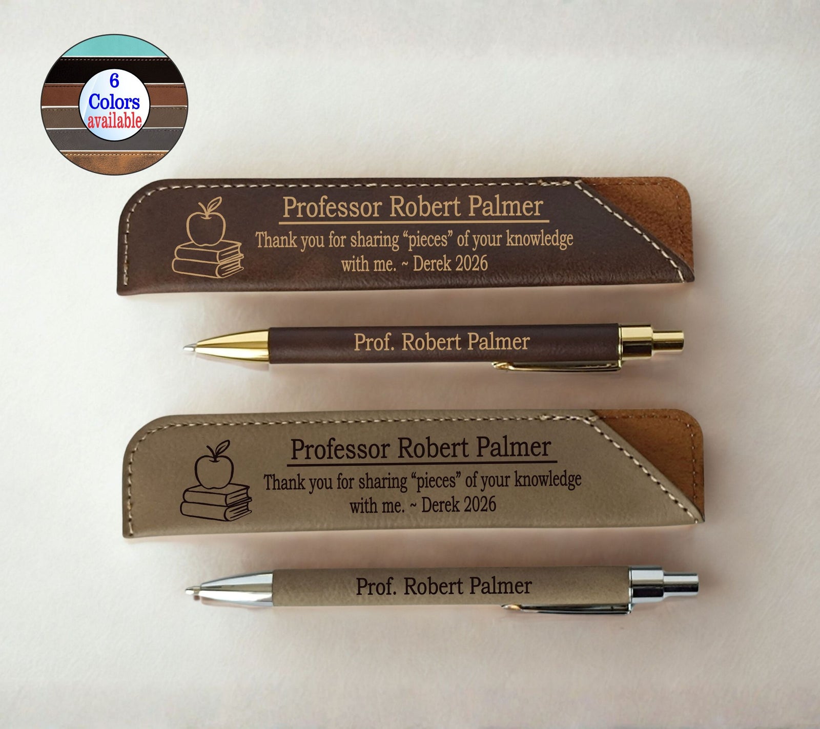 Personalized Professor Leather Pen & Case | Engraved Mentor Gift LPC14