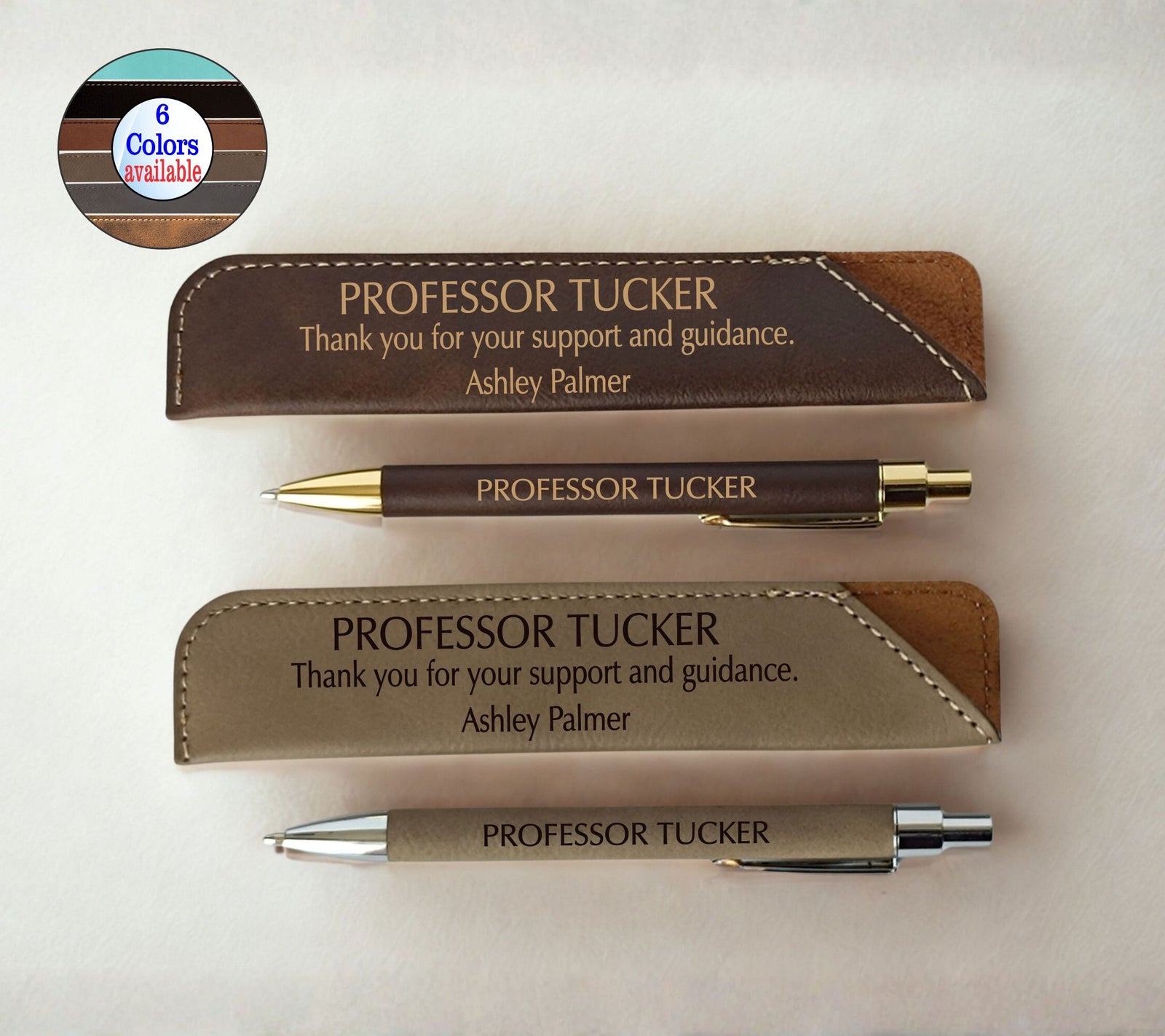 Personalized Leather Principal Pen & Sleeve Set | Teacher Appreciation Gift LPC07