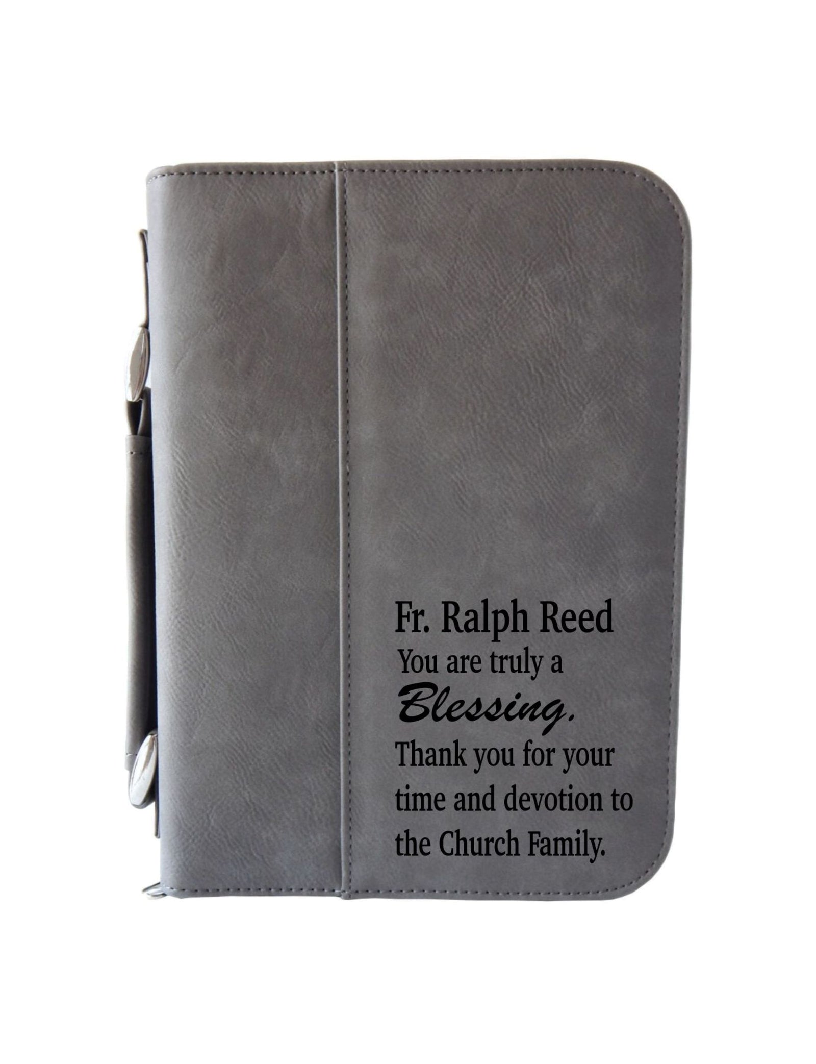 Engraved Religious Catholic Priest Bible Cover: Personalized Church Staff Gift BCL021