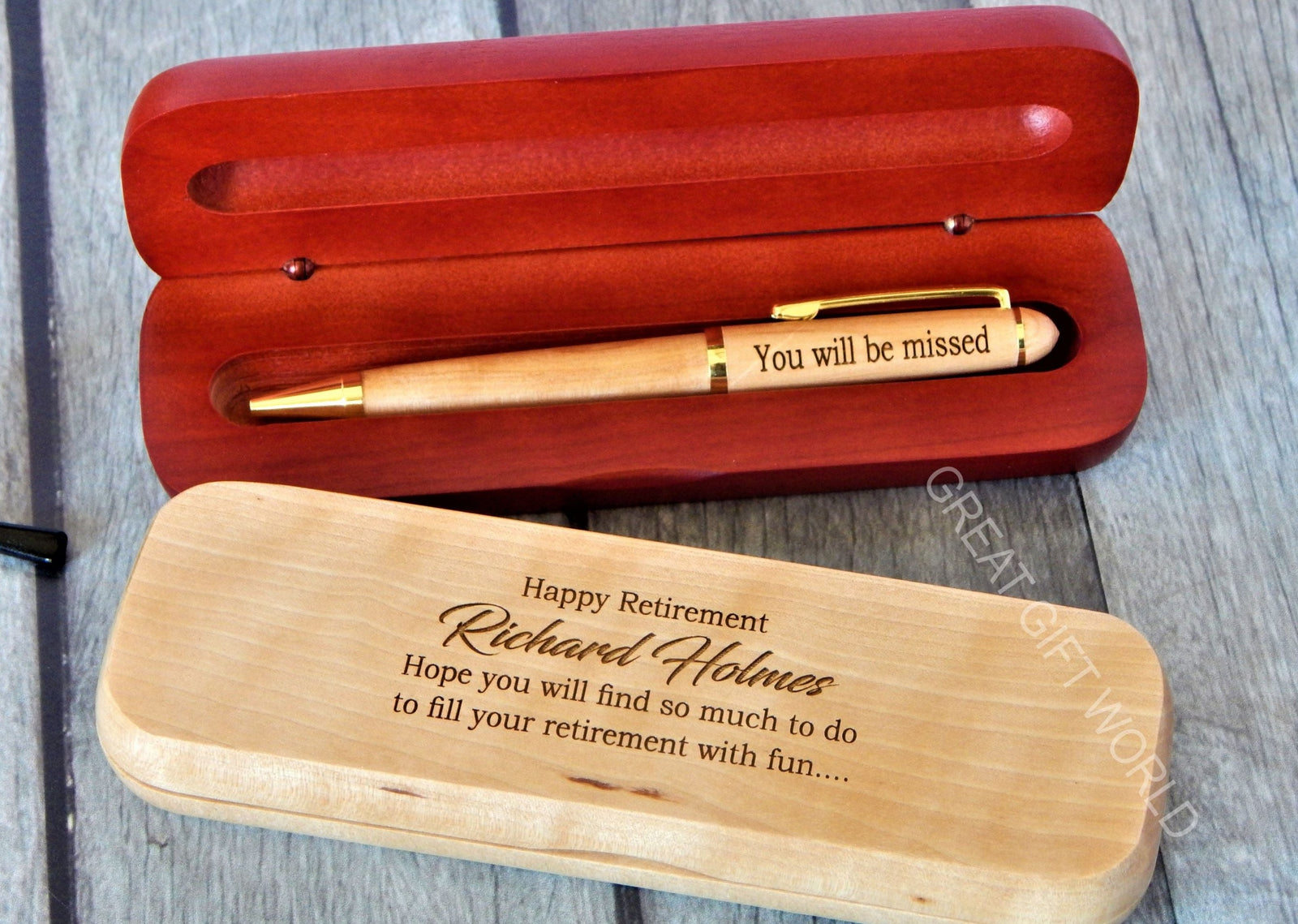 Engraved Wooden Pen Retirement Gift for Boss