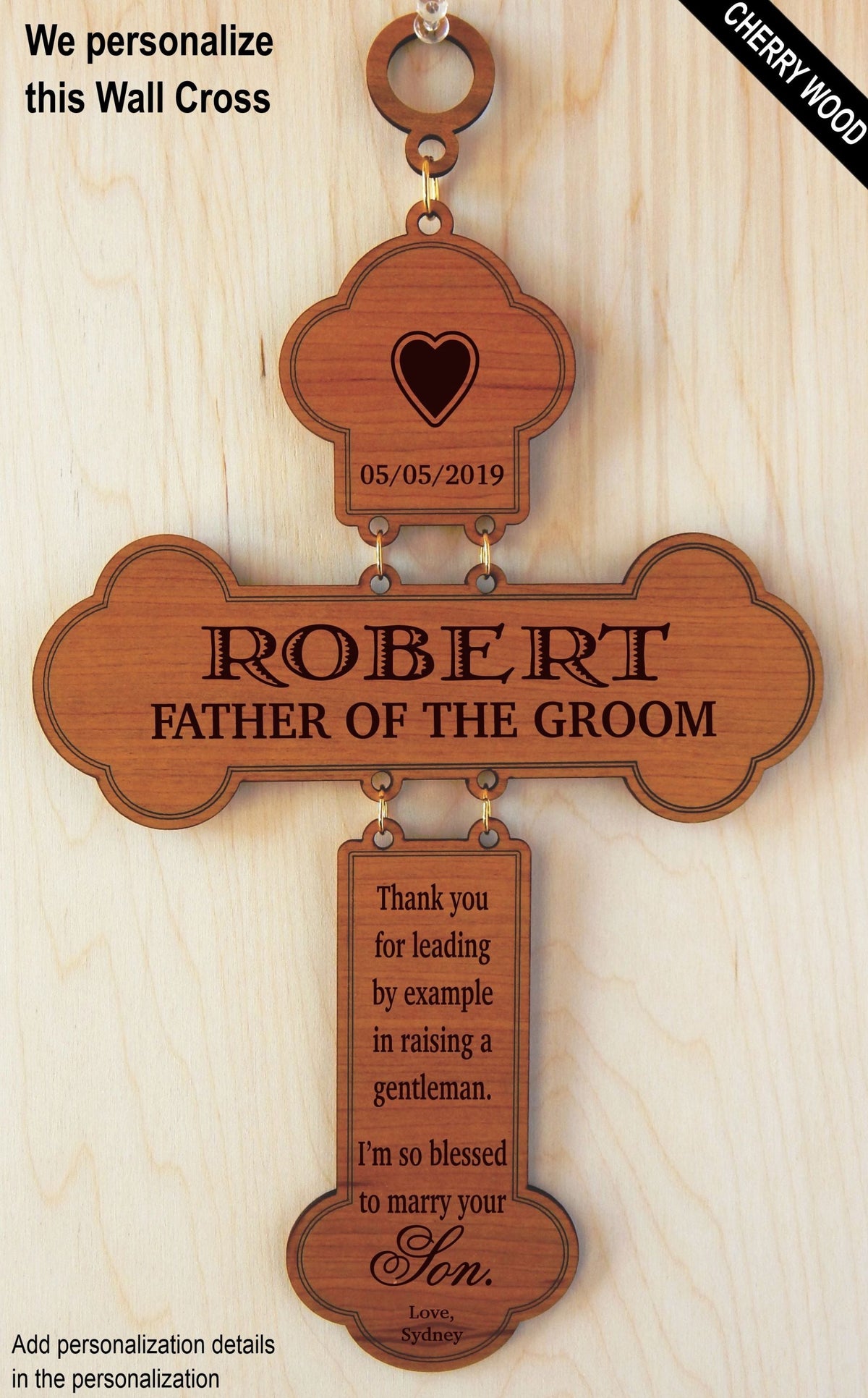 Father of the Groom Gift | Father in Law Wedding Gifts | Personalized Wall Cross DFG001