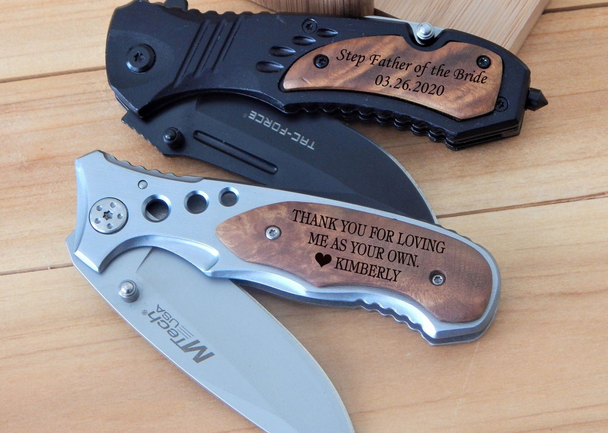 Stepfather of the Bride Knife Gift from Groom | Step Father Folding Knives