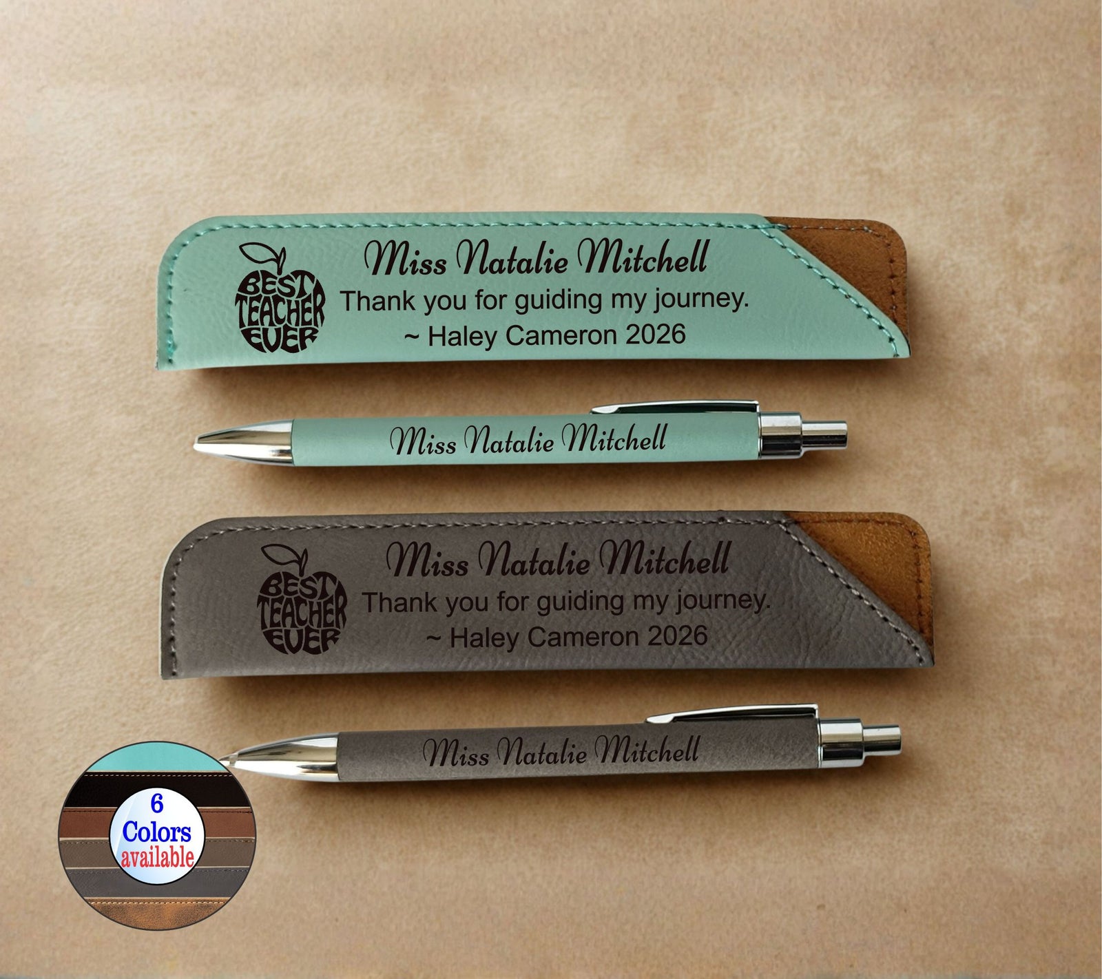 Personalized Leather Principal Pen & Sleeve Set | Teacher Appreciation Gift LPC07