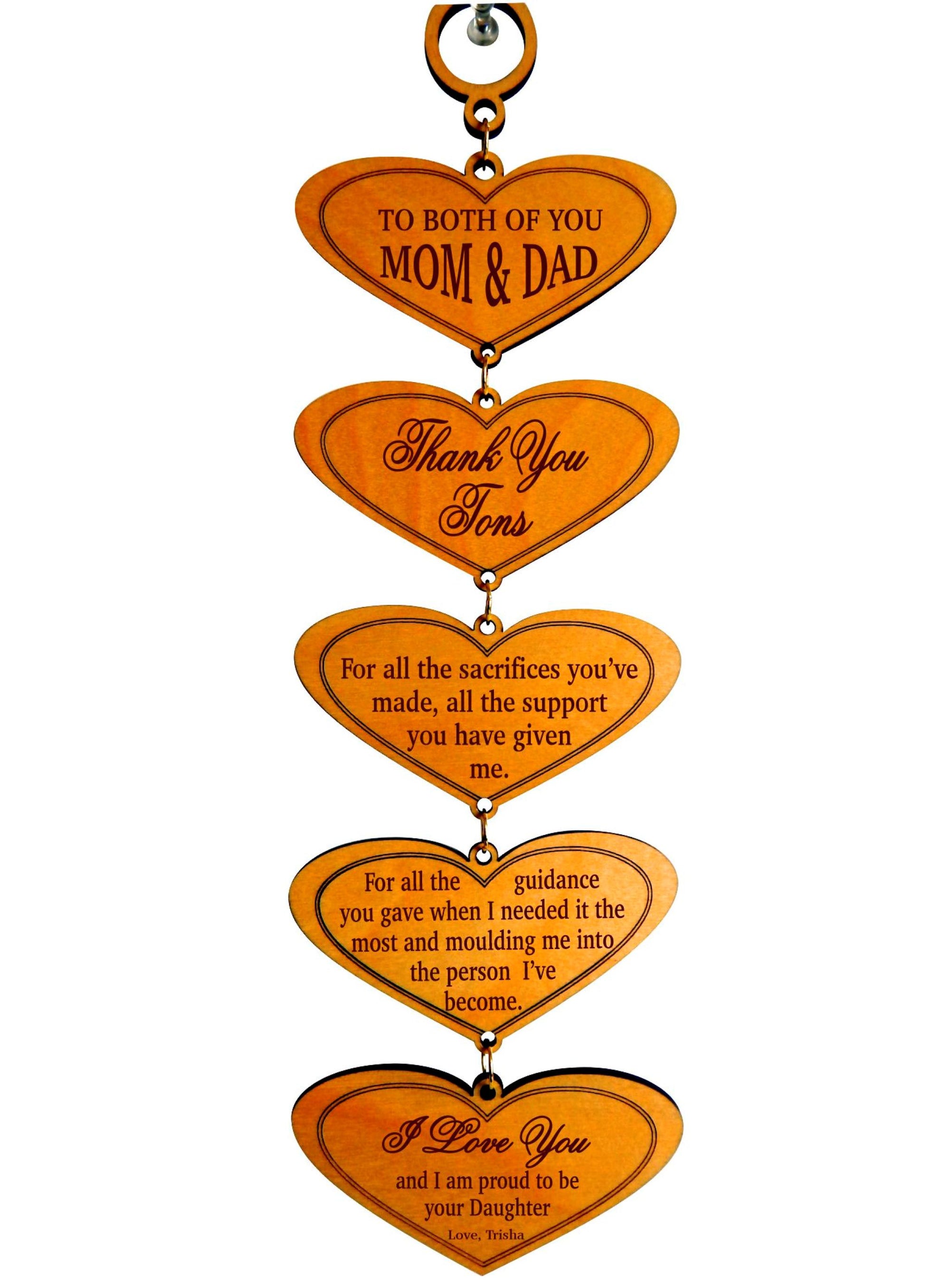 Thank you Gift for Mom and Dad | Parents Appreciation Gift | Personalized Wall Plaque