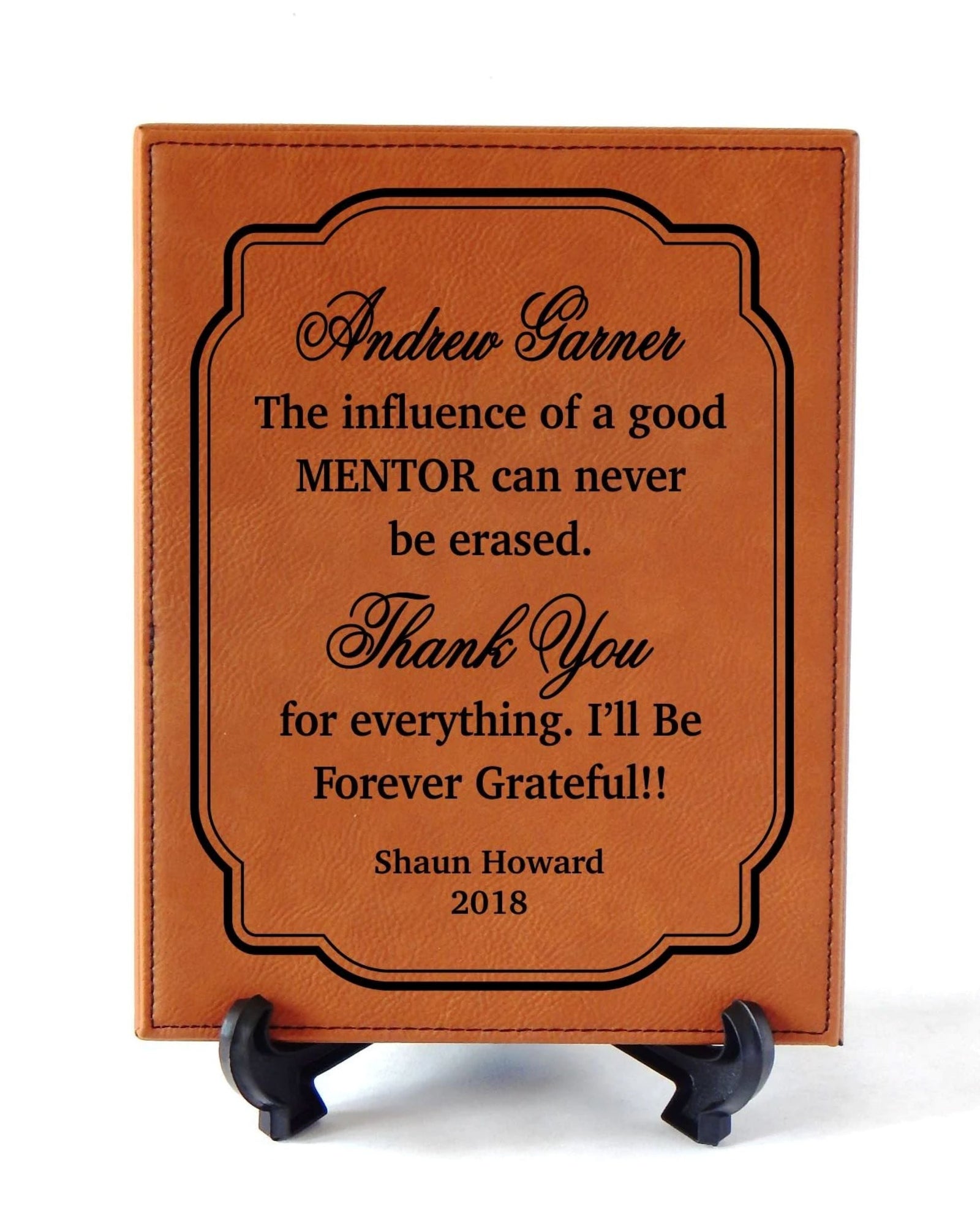 Engraved Leather Plaque Gift for Mentor Teacher
