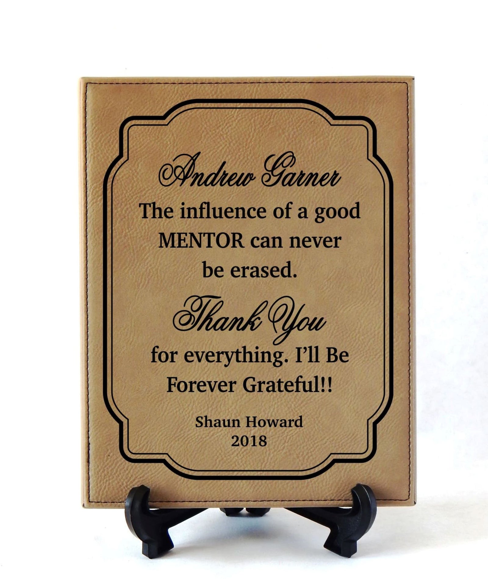Engraved Leather Plaque Gift for Mentor Teacher