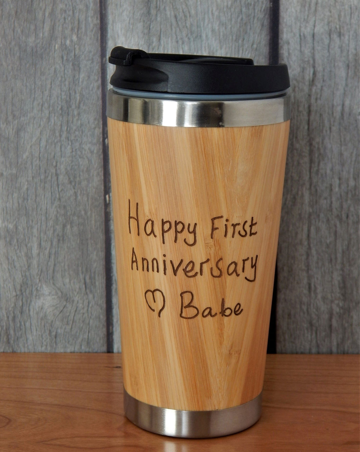 1st Wedding Anniversary Gift | Husband Travel Cup | Handwriting Engraved Mug