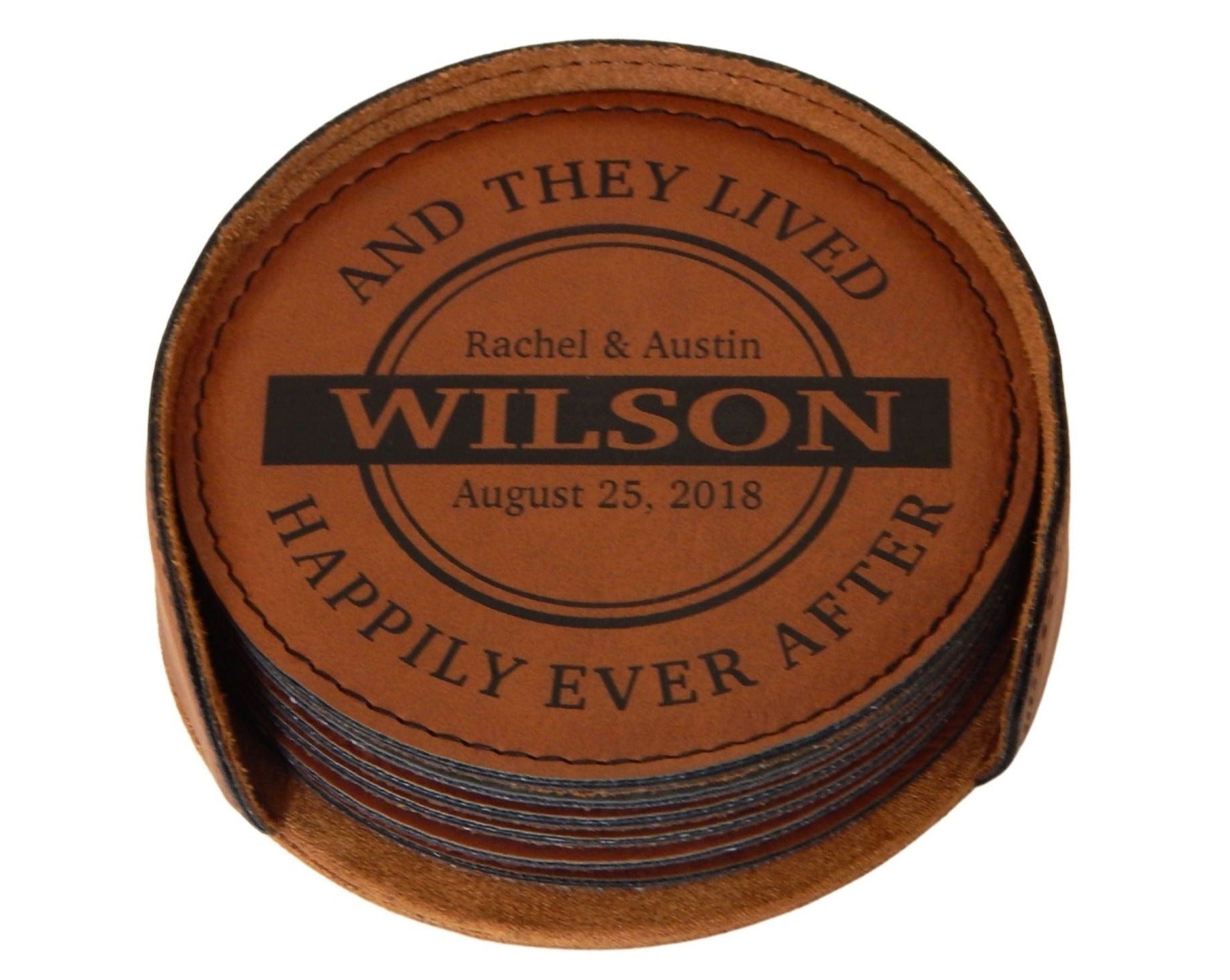 Personalized Wedding Gift for Couple | Custom Anniversary Engraved Coasters