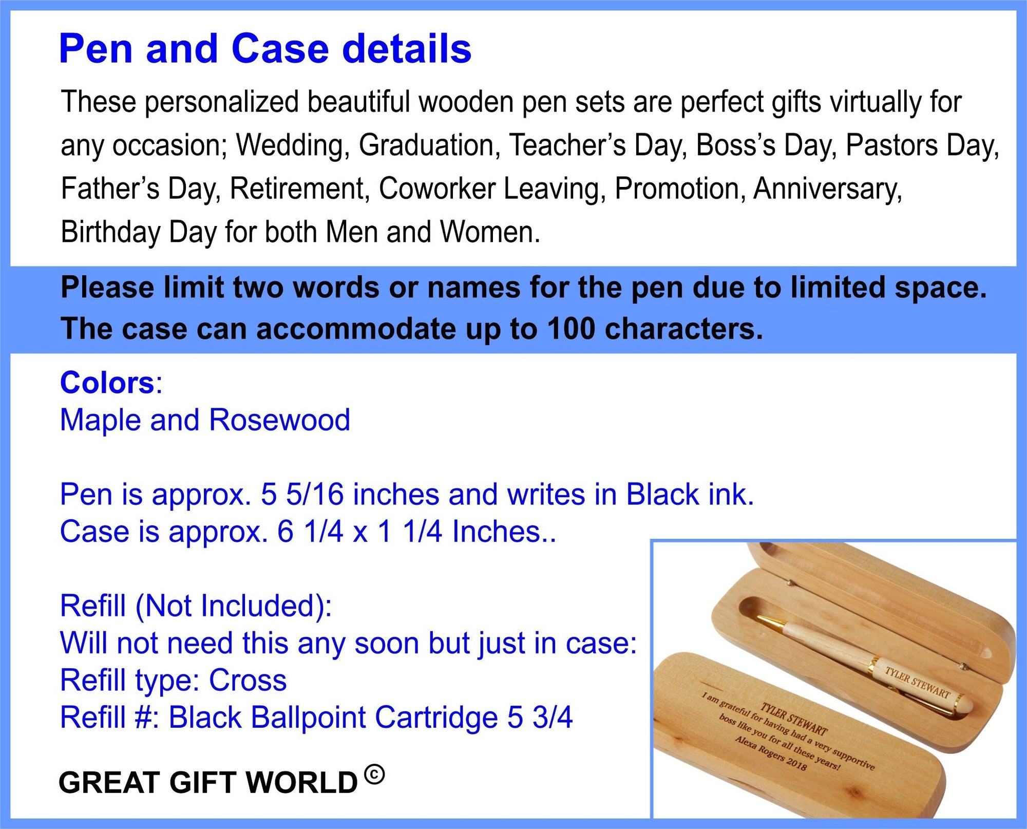 Engraved Executive Wood Pen Set | Exotic Custom Graduation Gift