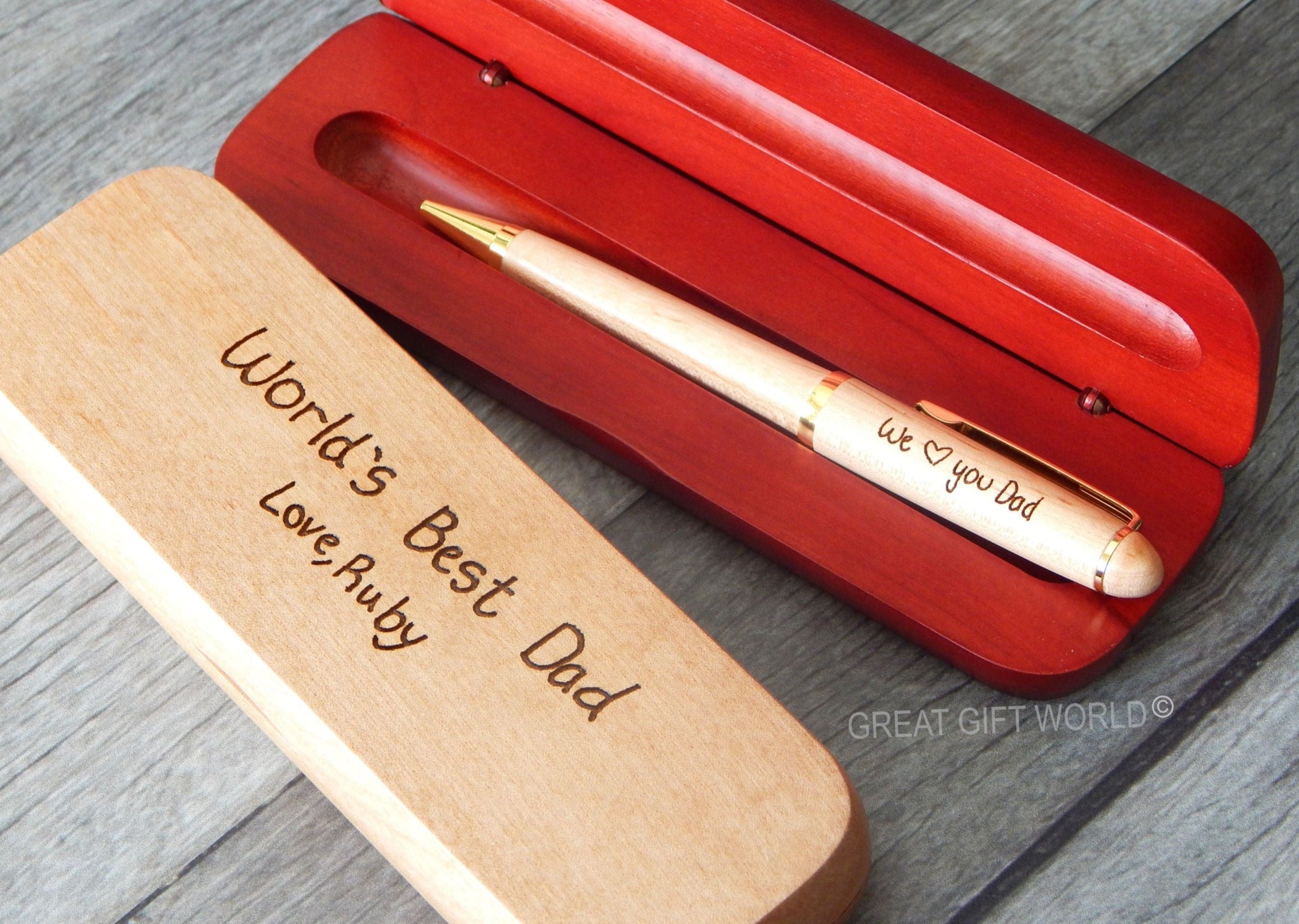 Engraved Handwriting Gift for Dad | Personalized Wood Pen