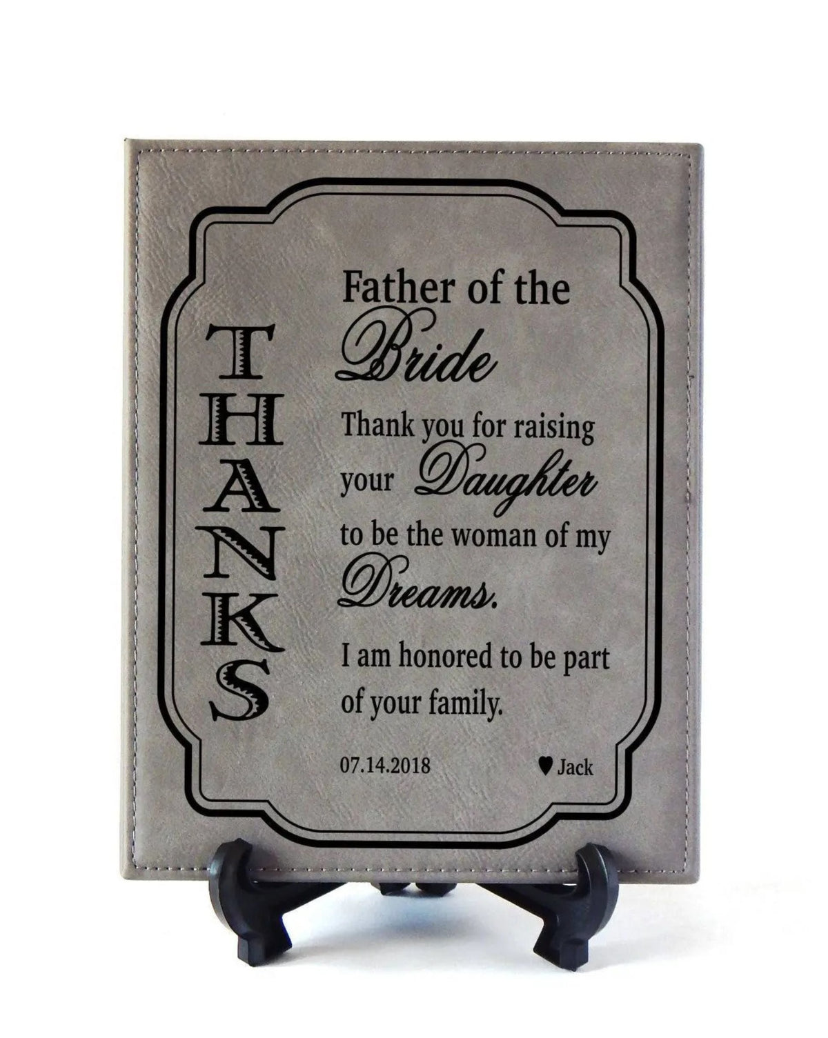 Father of the Bride Wedding Gift from Groom | Gifts for Mother In Law | Leather Plaque