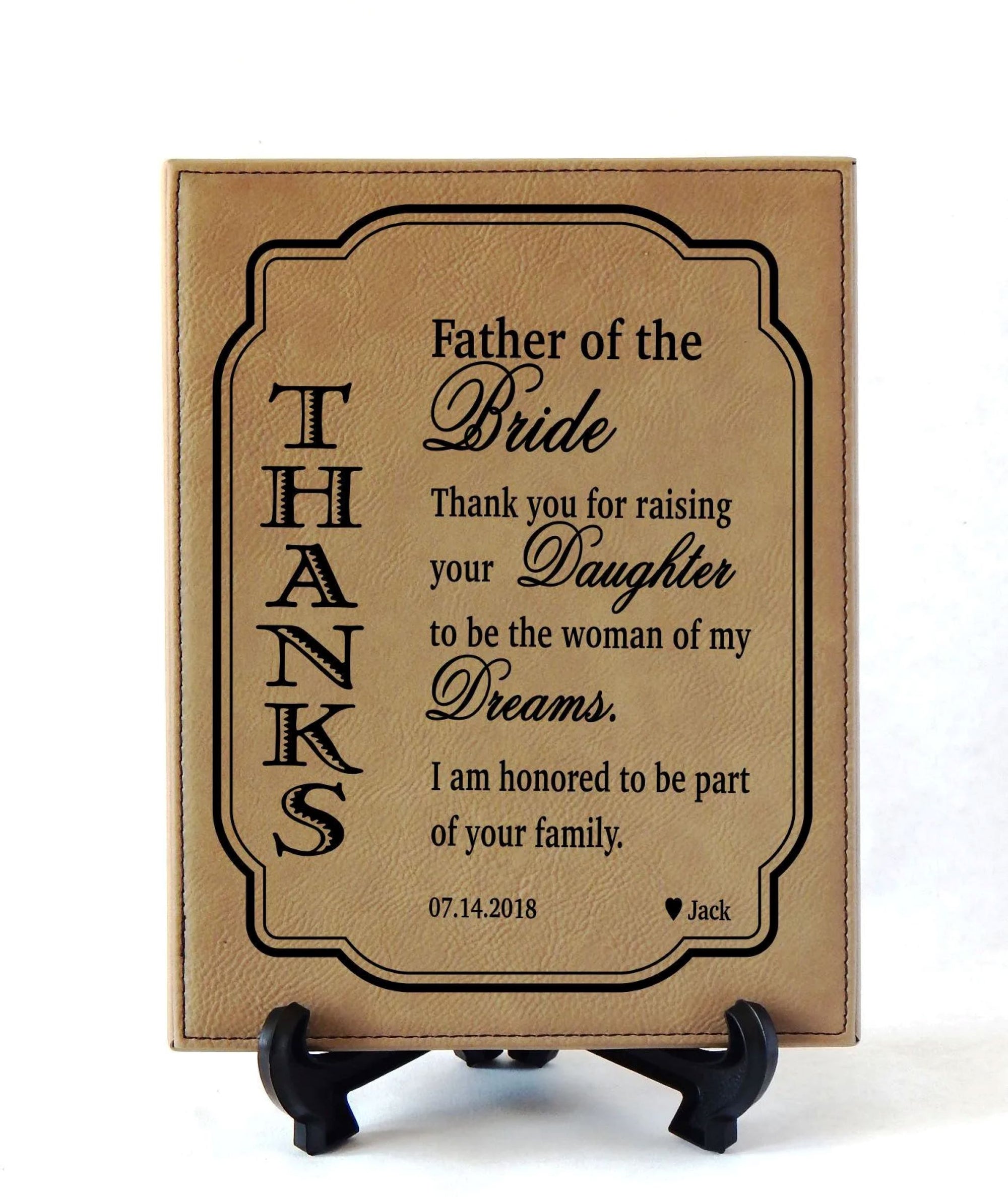 Father of the Bride Wedding Gift from Groom | Gifts for Mother In Law | Leather Plaque
