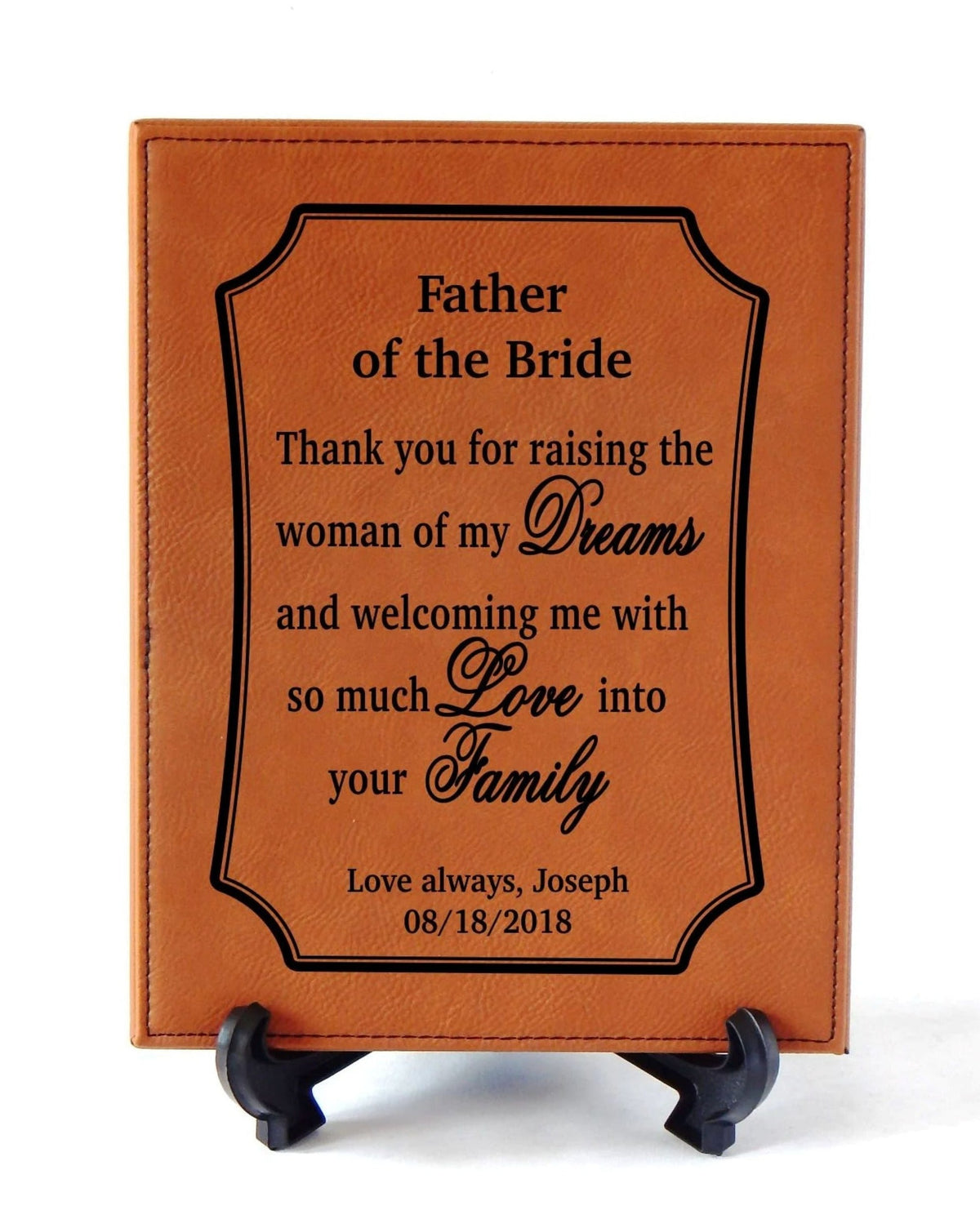 Father of the Bride Gift from Groom | Personalized Wedding Thank you Plaque for Parents