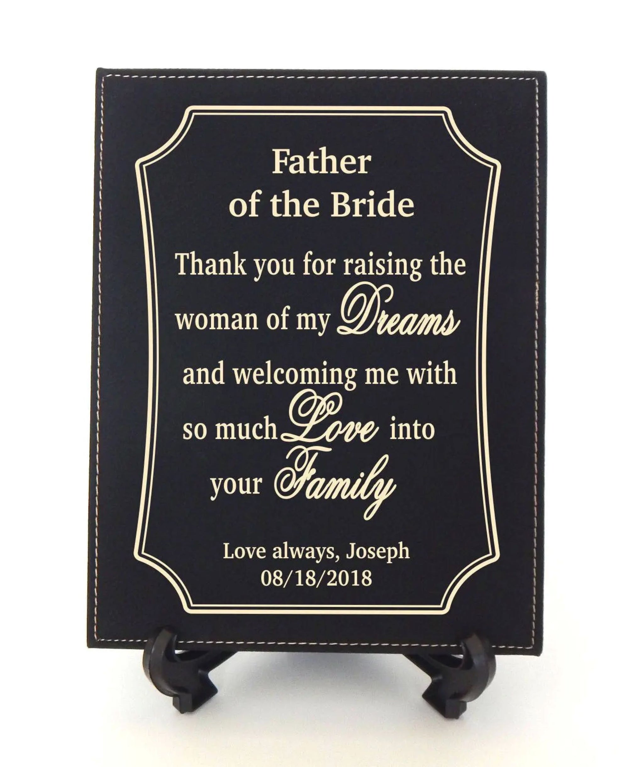 Father of the Bride Gift from Groom | Personalized Wedding Thank you Plaque for Parents