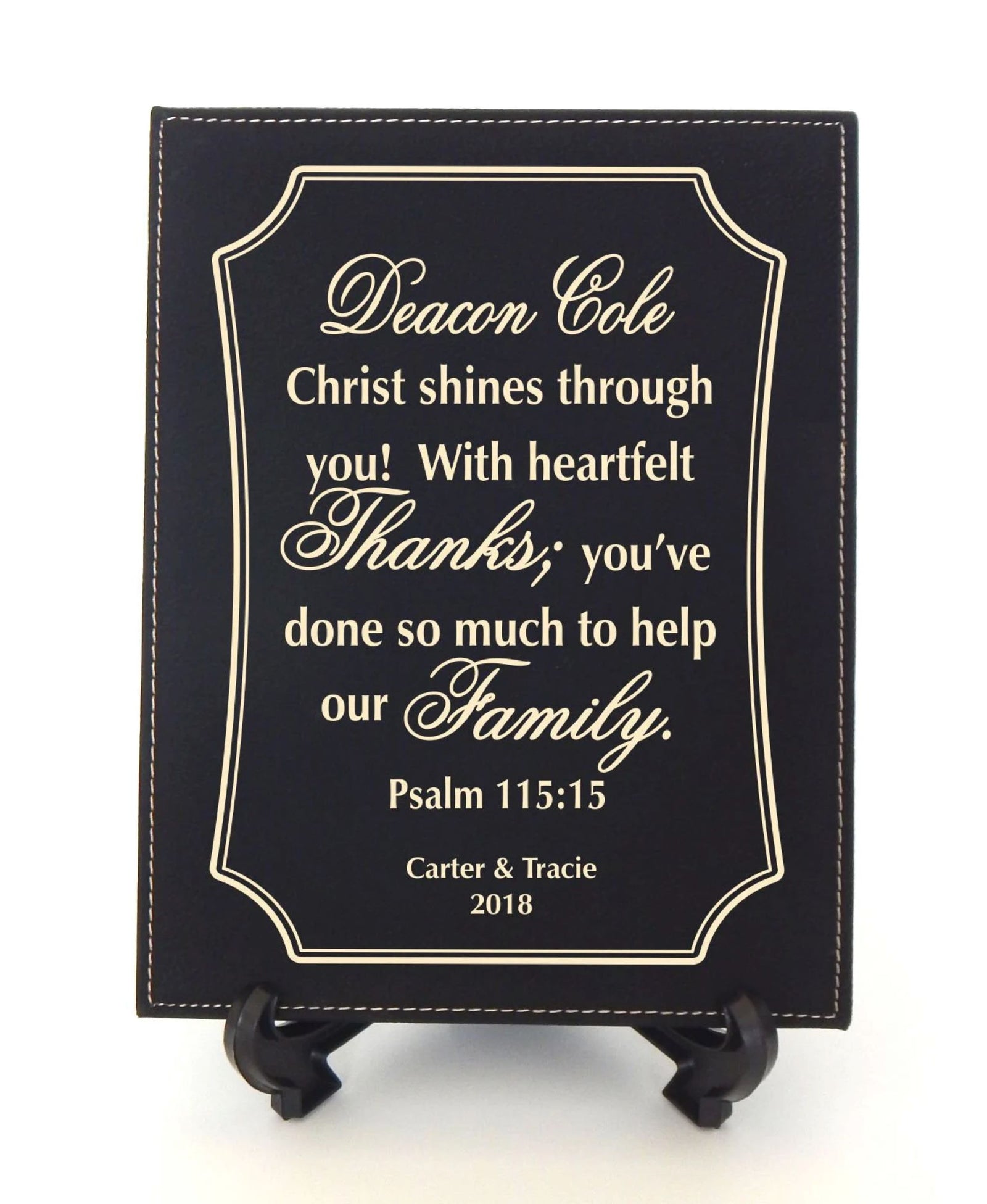 Priest Engraved Leather Plaque: Personalized Sign Gift for Deacon