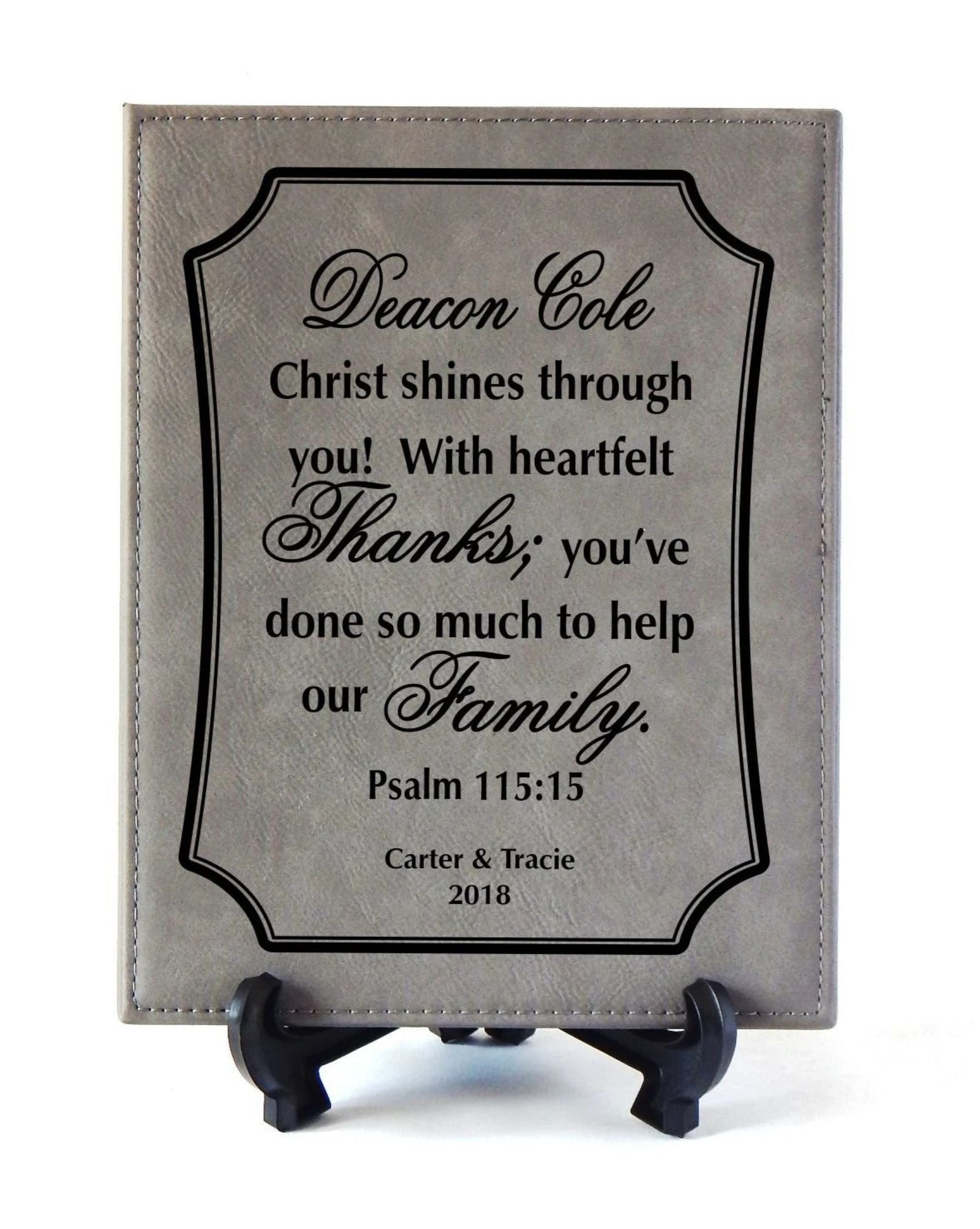 Priest Engraved Leather Plaque: Personalized Sign Gift for Deacon