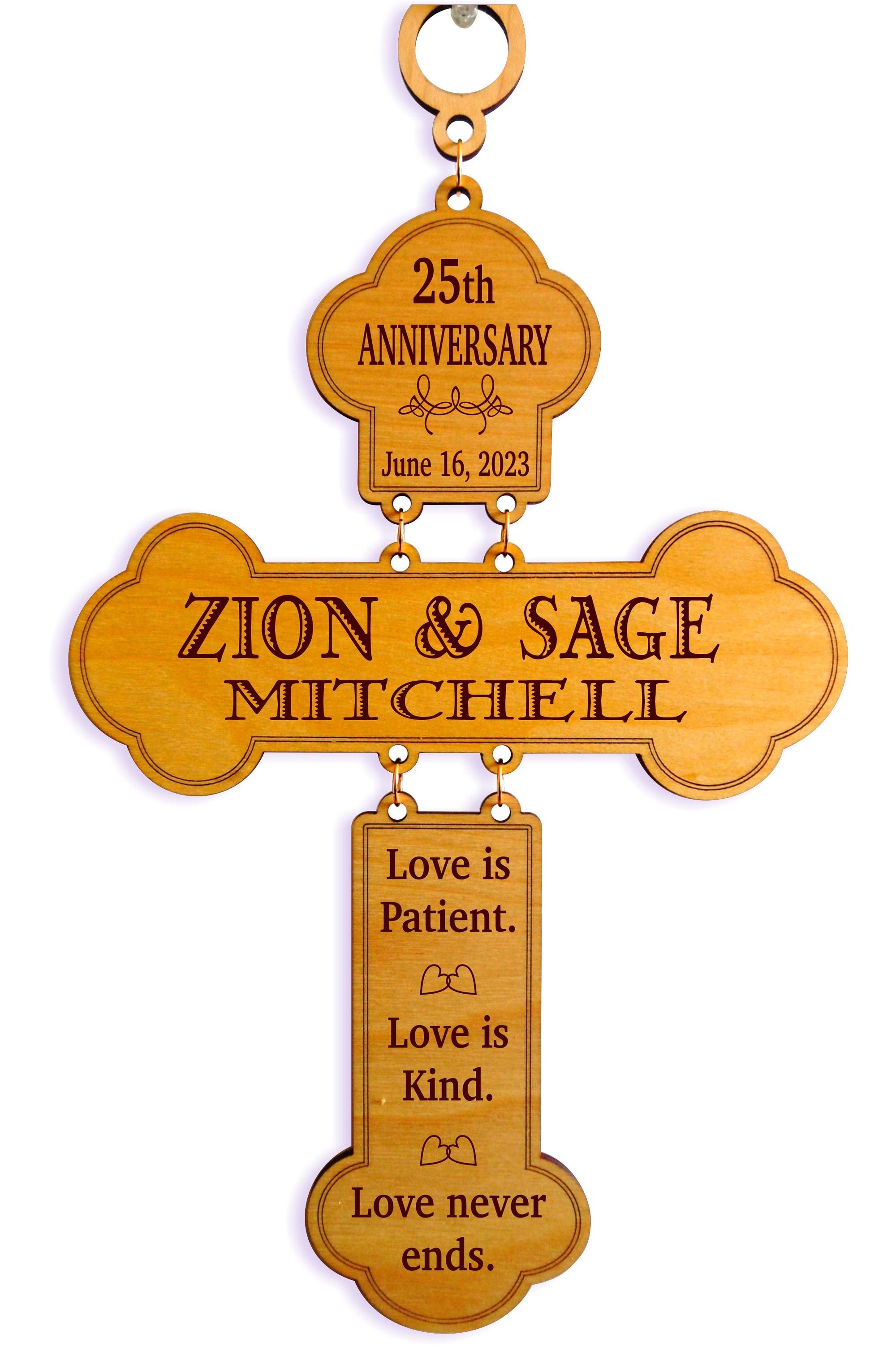 25th Anniversary Gift for Couple | Wedding Personalized Marriage Cross, GDA03