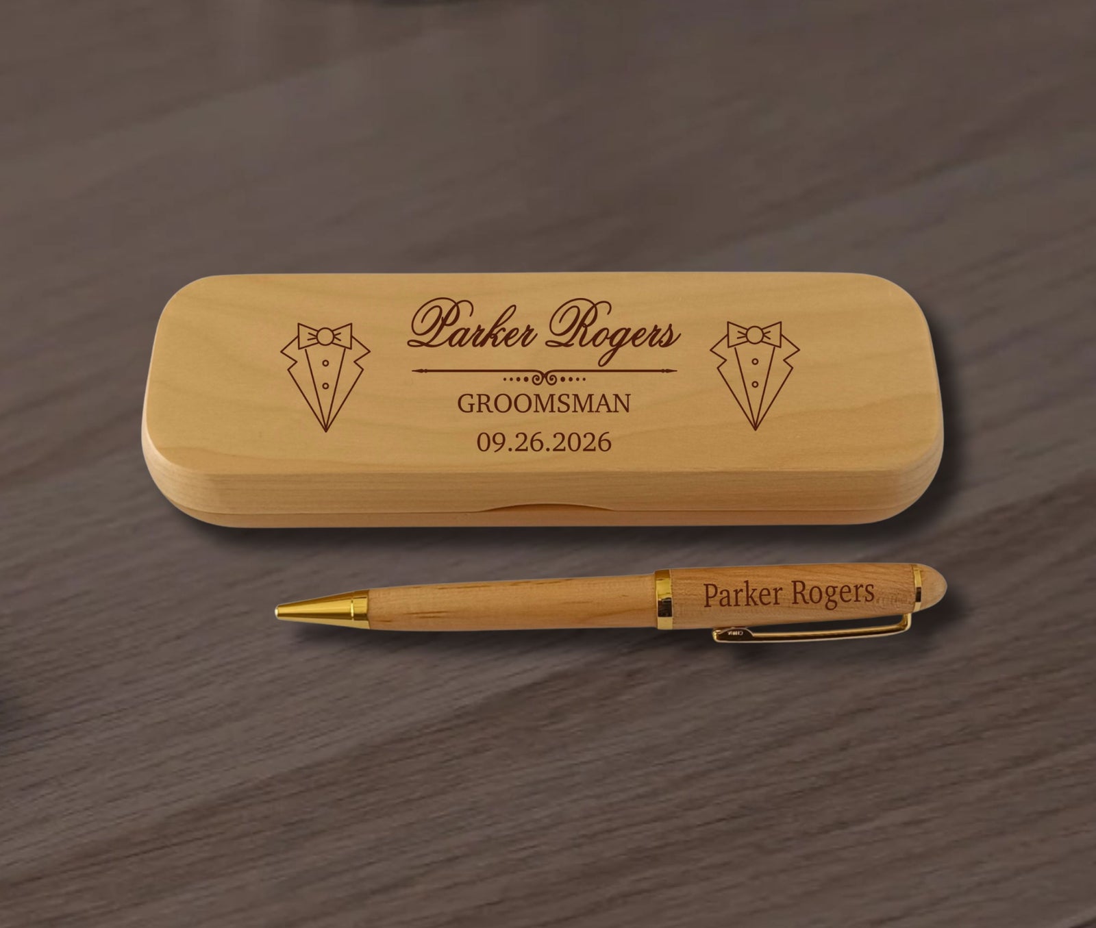 Engraved Groomsmen Gift | Personalized Wood Pen Set WMPEN113