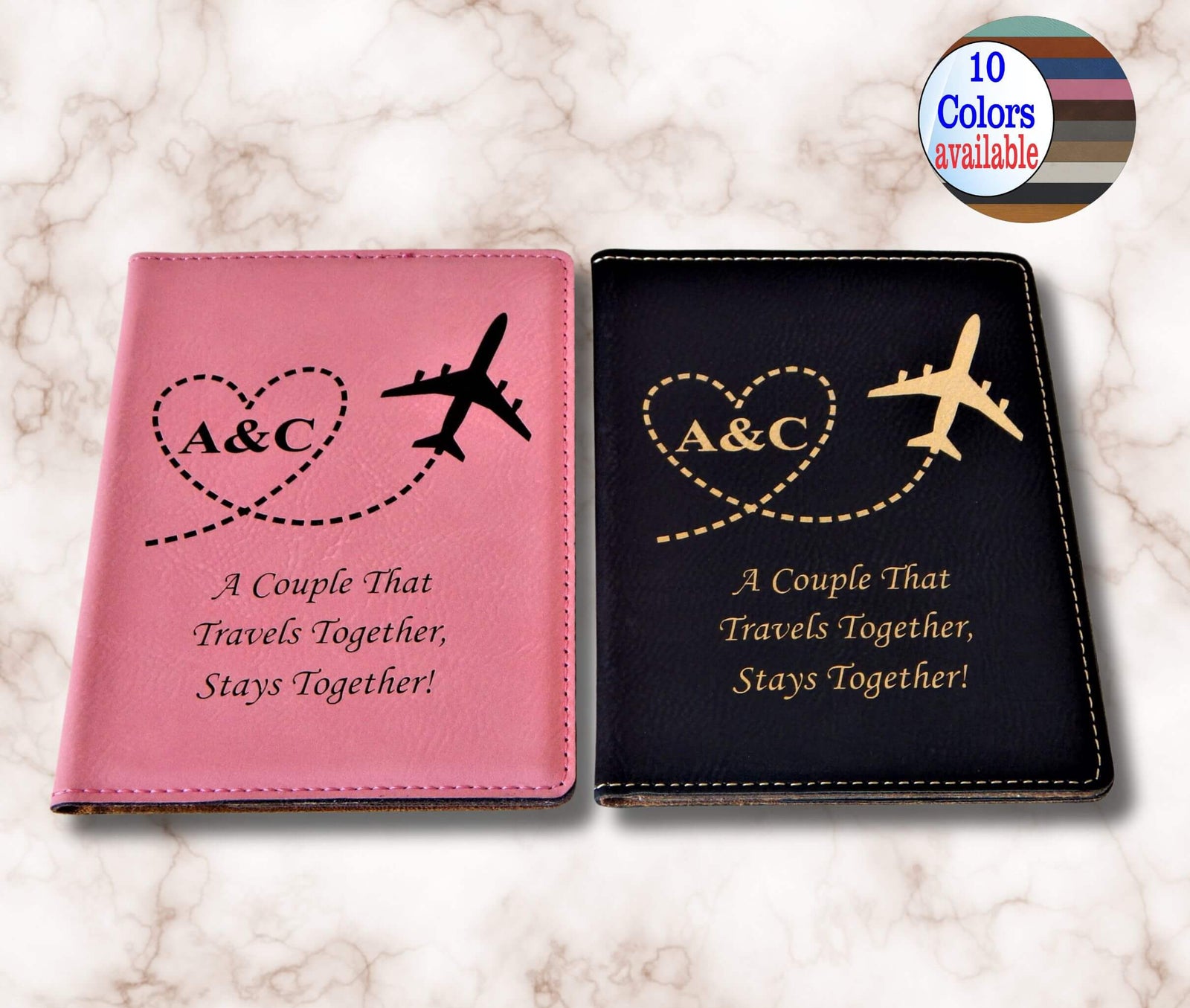personalized engraved pink and black passport holder wedding or anniversary gift the couple