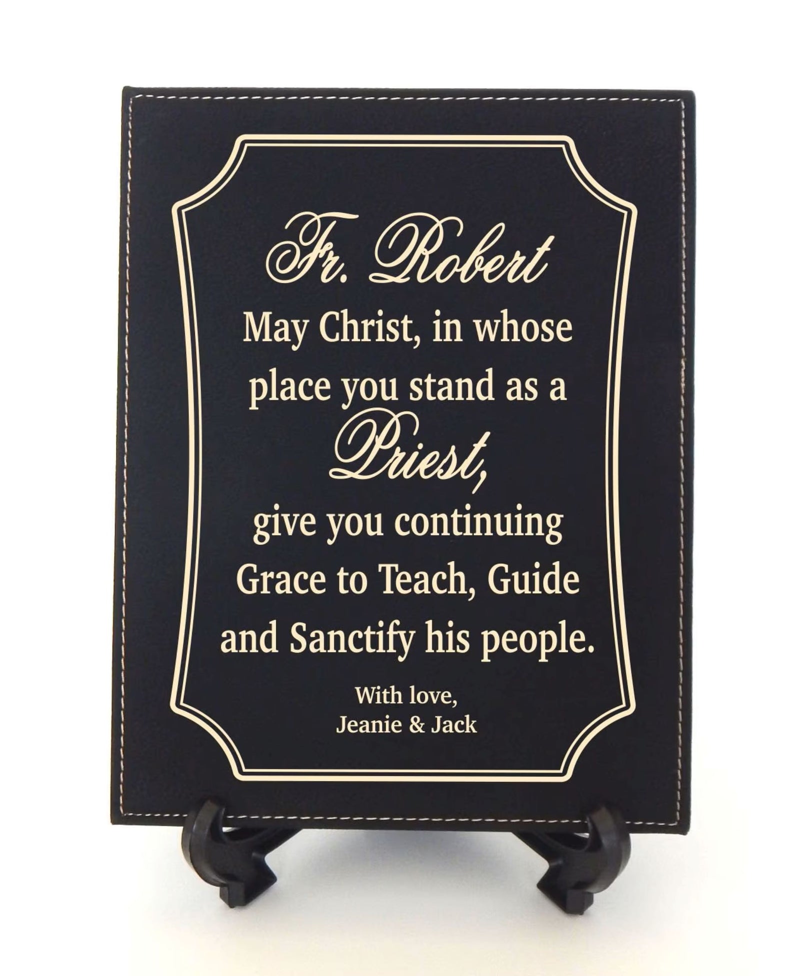 Personalized Priest Gift Wood Plaque: Engraved Ordination Sign for Pastor