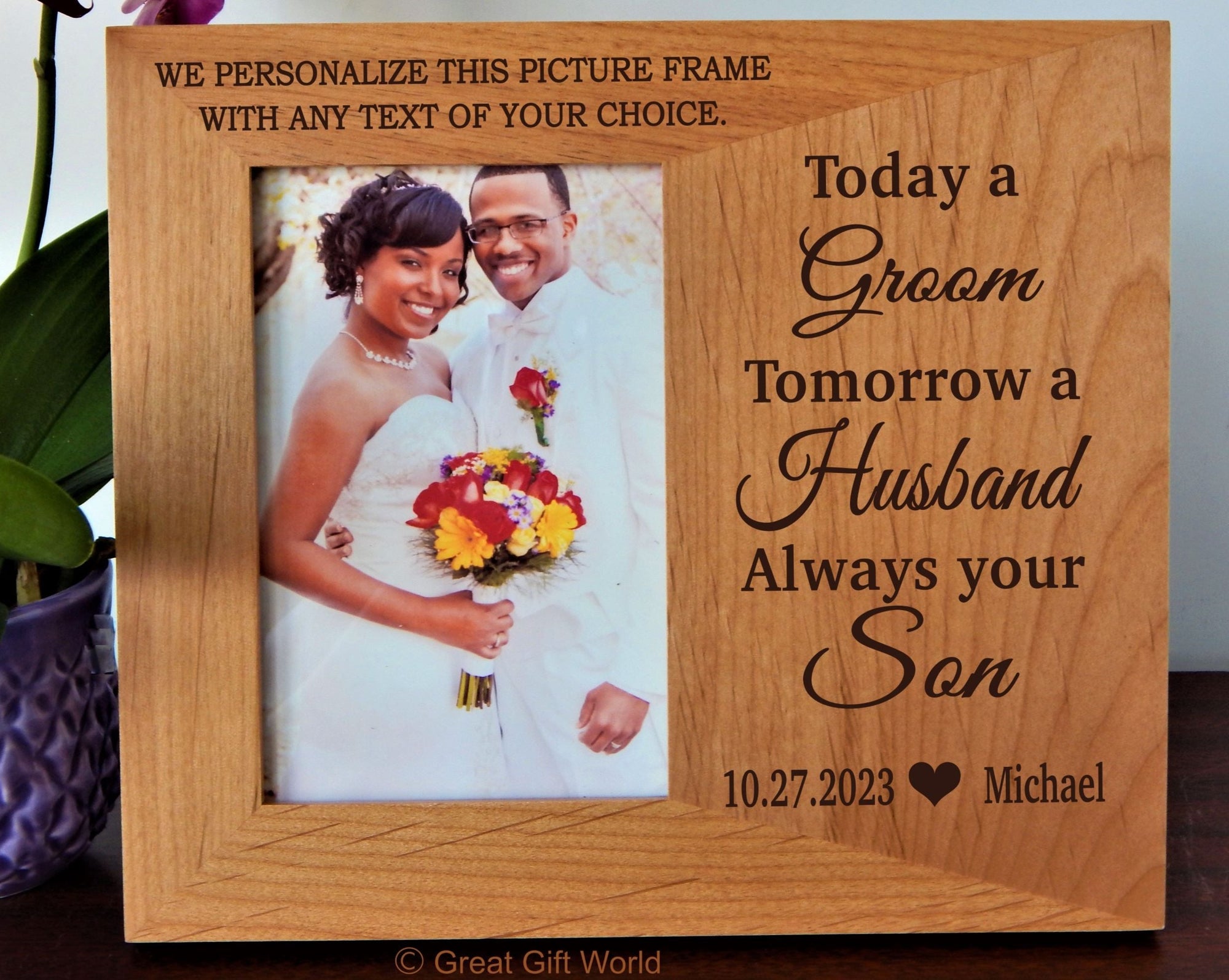 Personalized Wooden Photo Frame | Engraved Picture Frames 4x6 5x7
