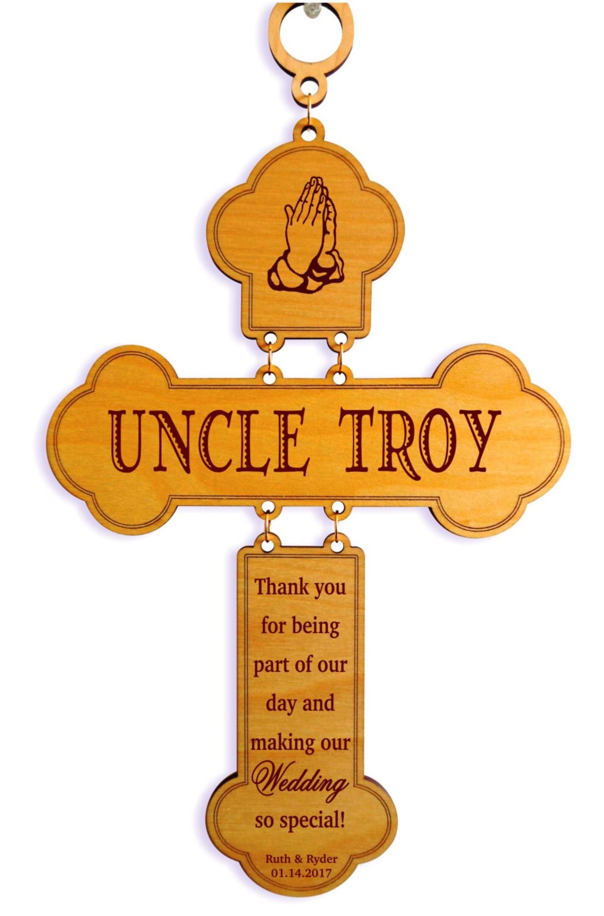 Uncle of the Groom Gift from Bride and Groom | Wedding Personalized Cross for Aunt DWO012