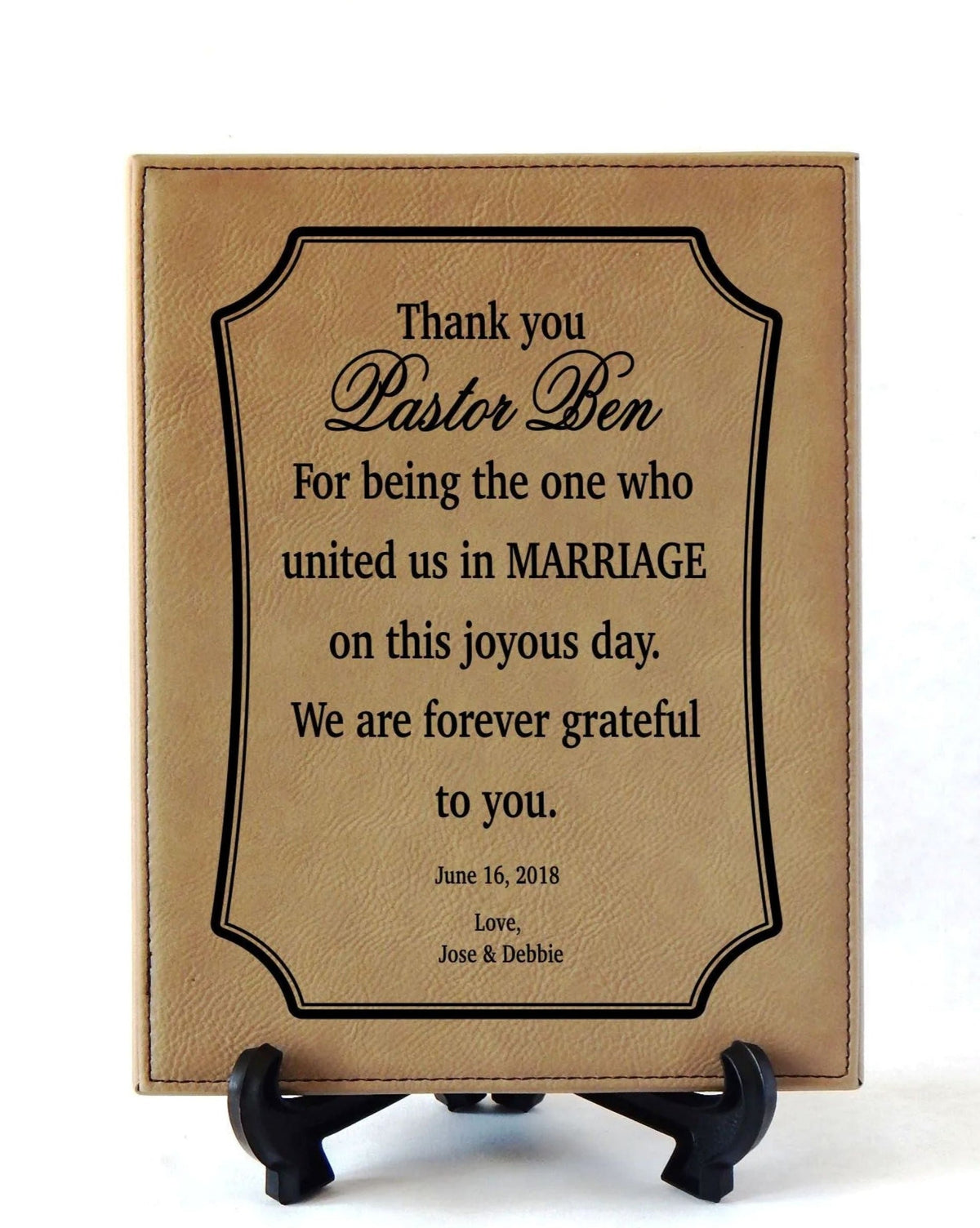 Wedding Gift for Officiant | Minister Gifts | Pastor Thank you Engraved Plaque