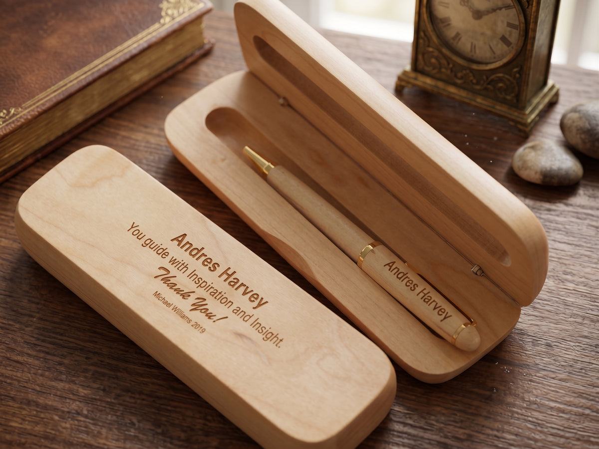 Personalized Boss Appreciation Gift: Engraved Wood Pen and Case WMPEN46