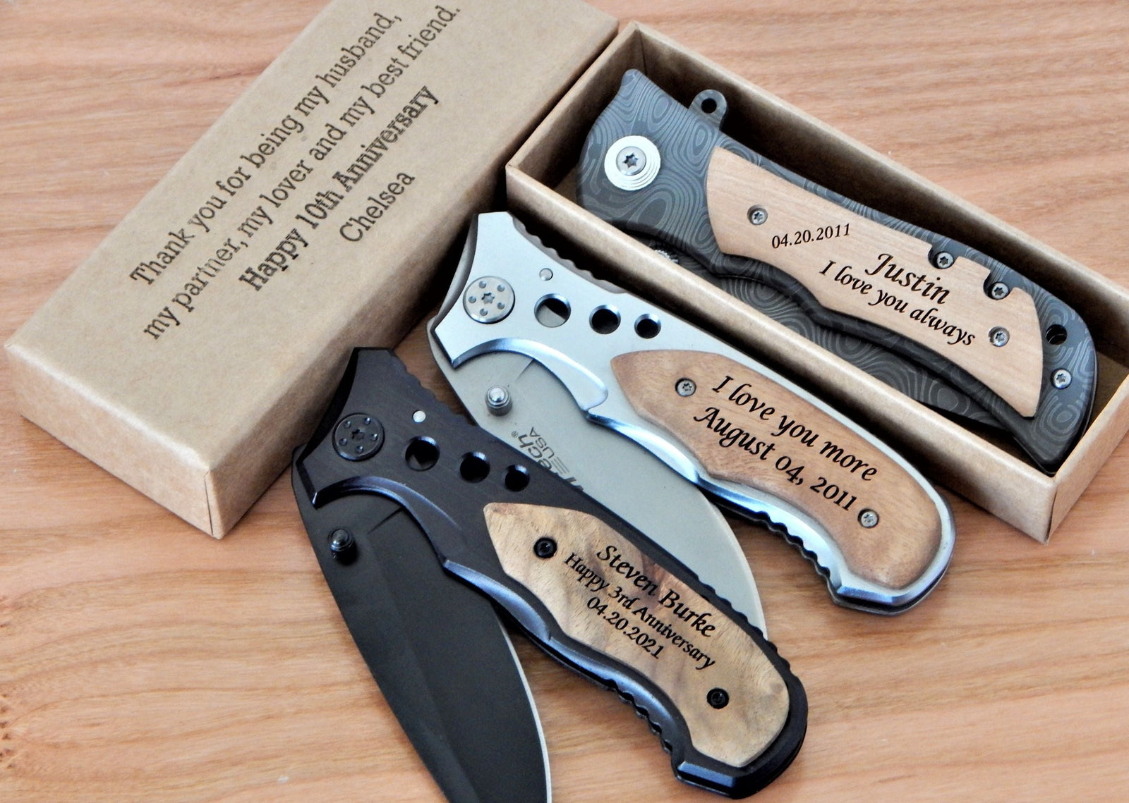 Anniversary Gift for Men | Personalized Knives | Engraved Pocket Knife