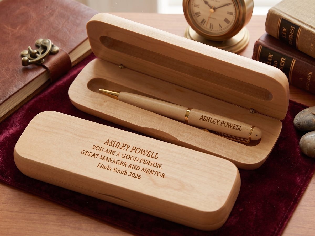 Personalized Boss Wood Pen and Case | Engraved Business Gift WMPEN42