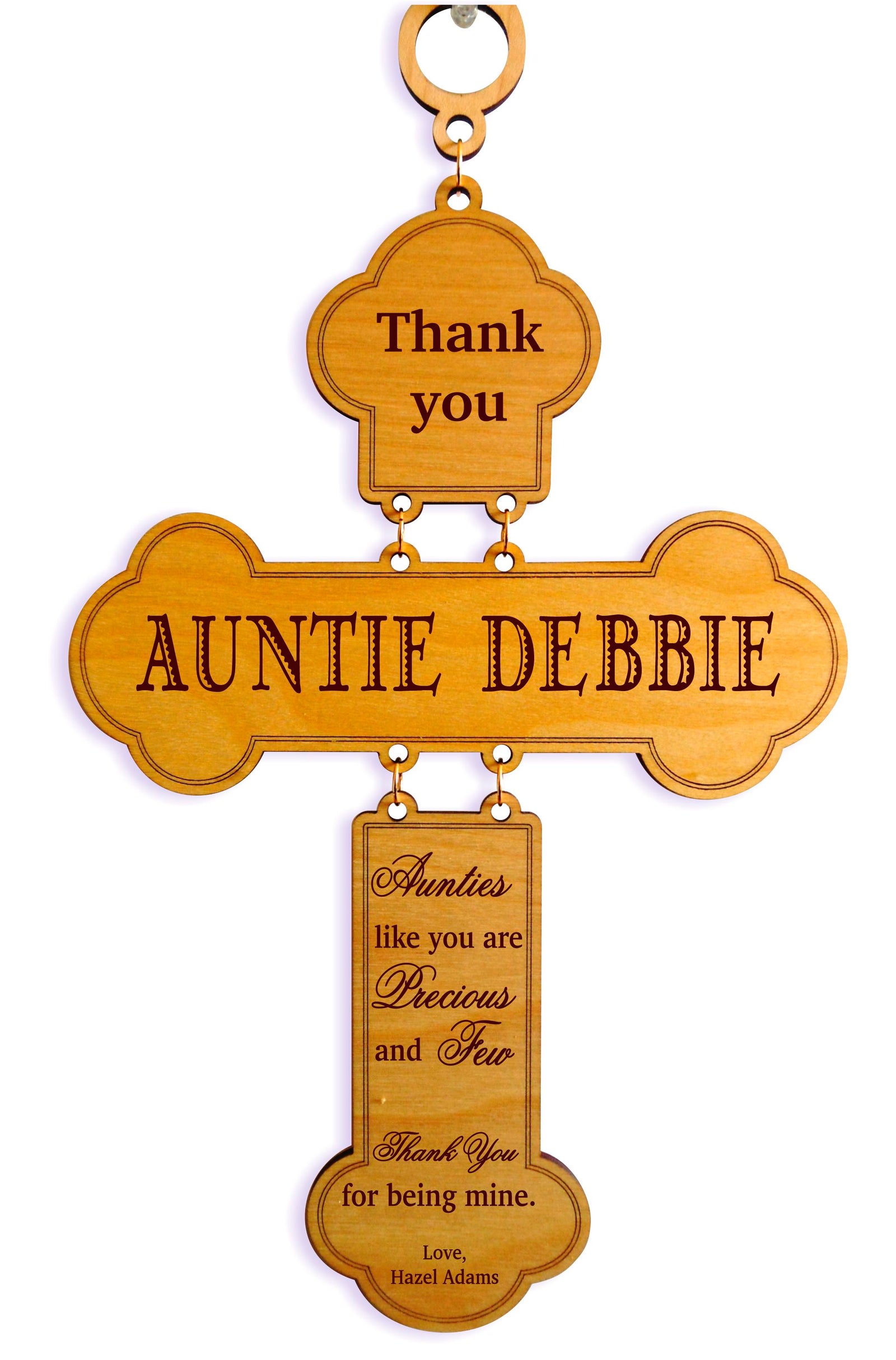 Personalized Aunt Gift from Niece and Nephew | Wood Cross Gift for Auntie GDA3