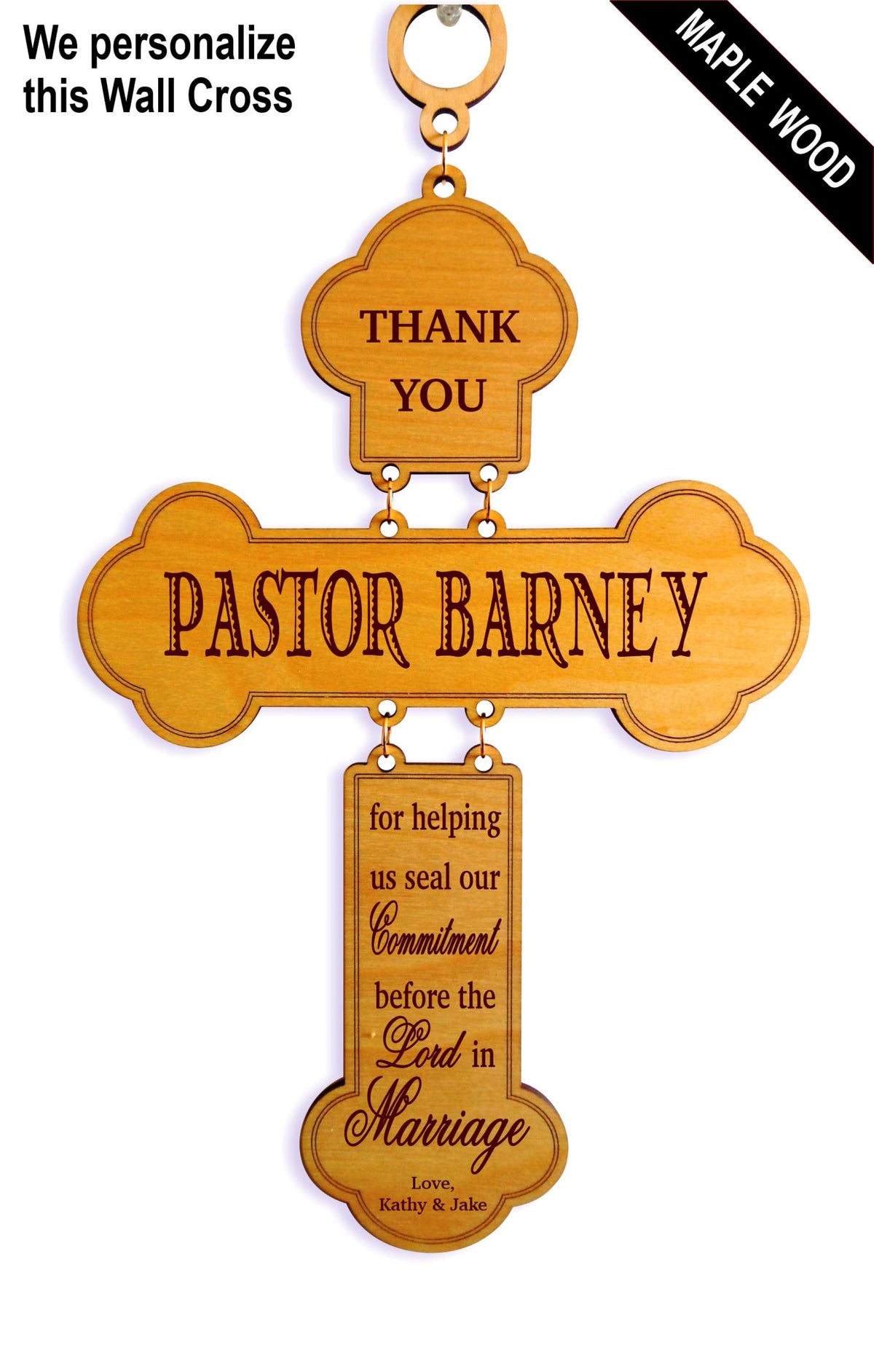 Personalized Officiant Gift for Wedding | Pastor Gifts | Personalized Wall Cross, DWO021